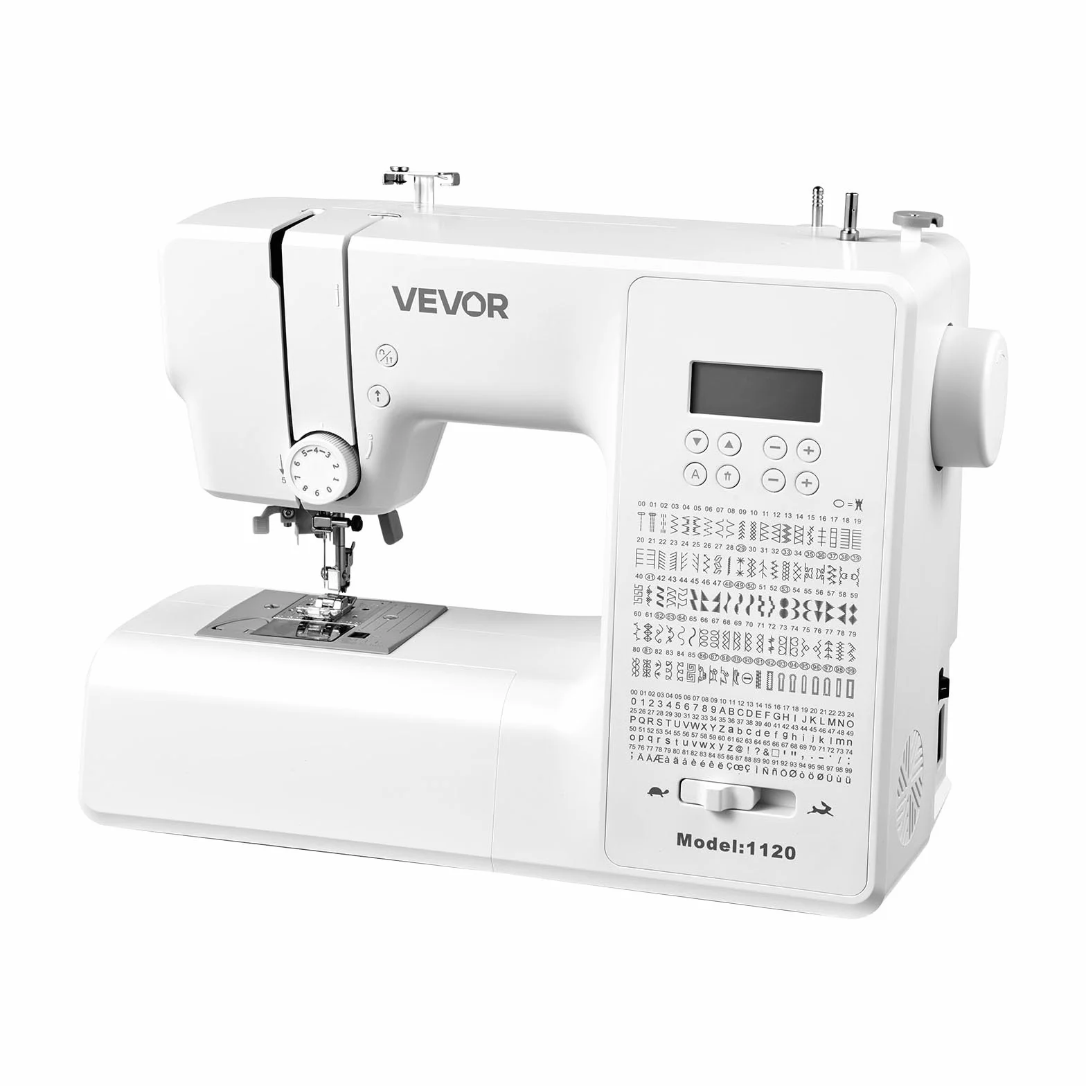 VEVOR Máquina de Coser, Máquina de Coser Digital con 200 Aplicaciones de Puntadas, Pantalla LCD, Pedal y luz LED, Estructura Metálica Resistente y Potente Motor para Manualidades, Blanco