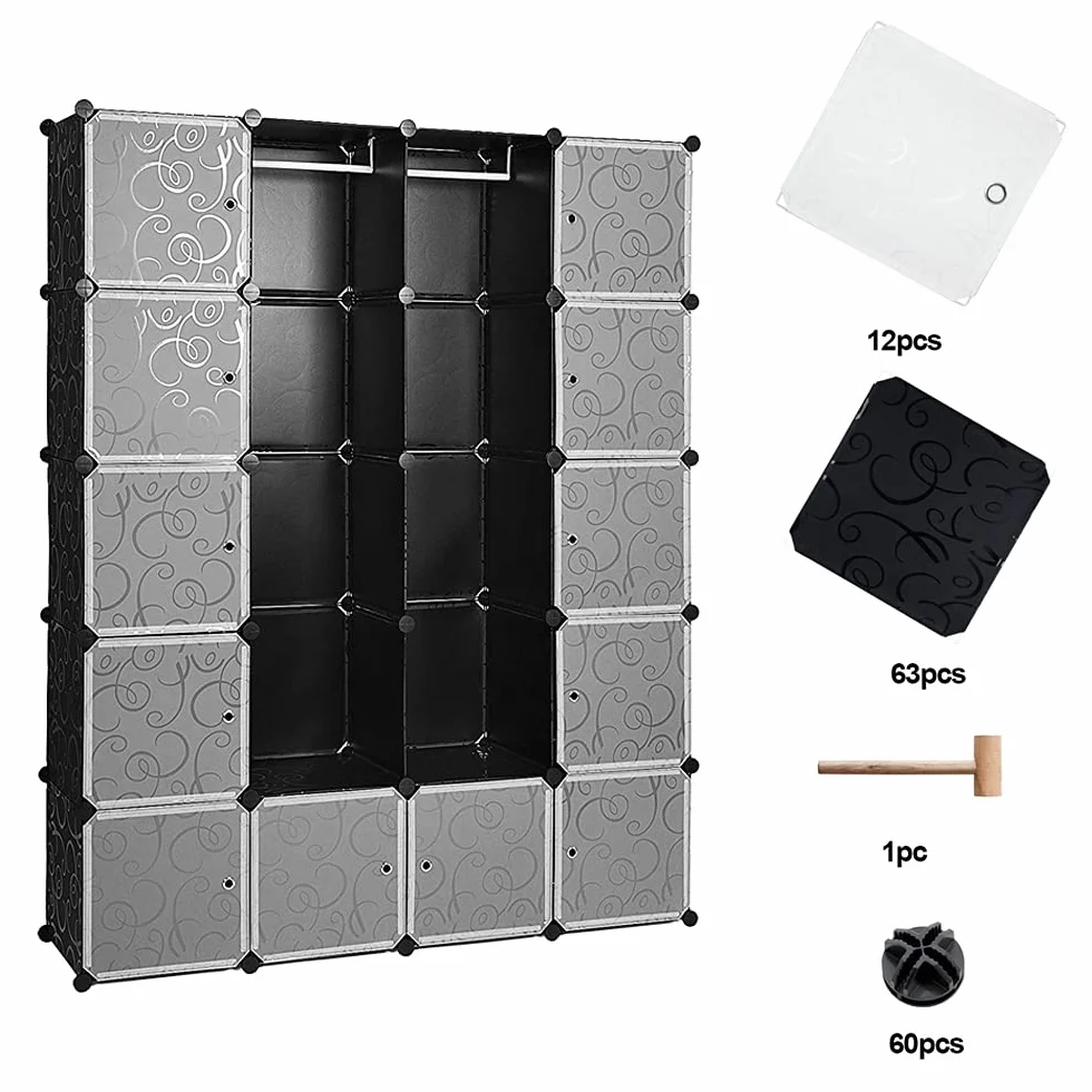 Eulenke Armario de Cubos de plástico Resistente 20 Cubos 2 Barras Ropa 12 Puertas 10kg por Cubo