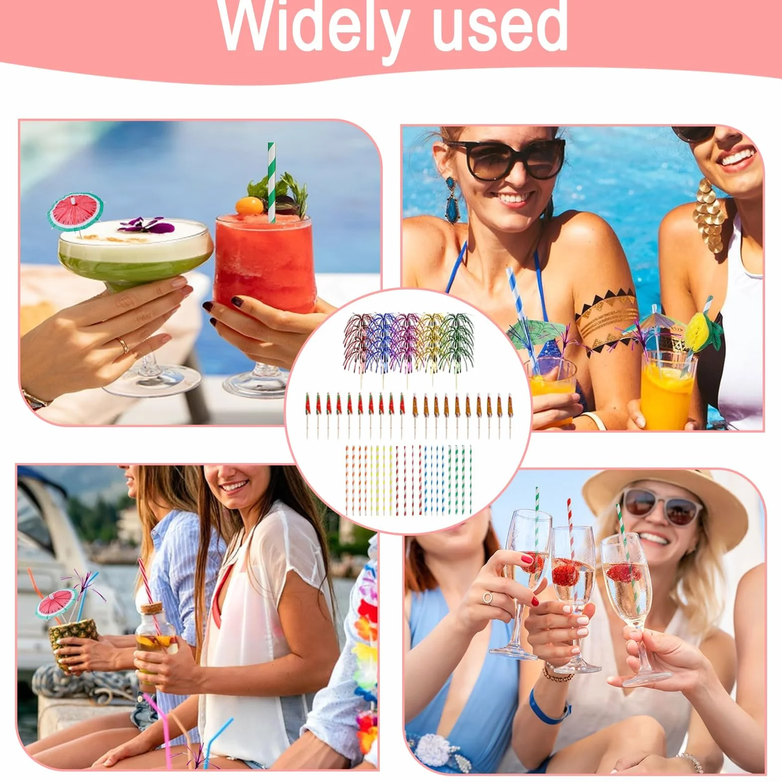 60 Piezas Sombrillas de Cócteles,Decoración de Cócteles,Cupcake Toppers,Pajitas para Bebida Cocteles,Decoracion Fiesta Hawaiana para Verano,Fiestas,Playa,Bodas,Bares,Bebidas