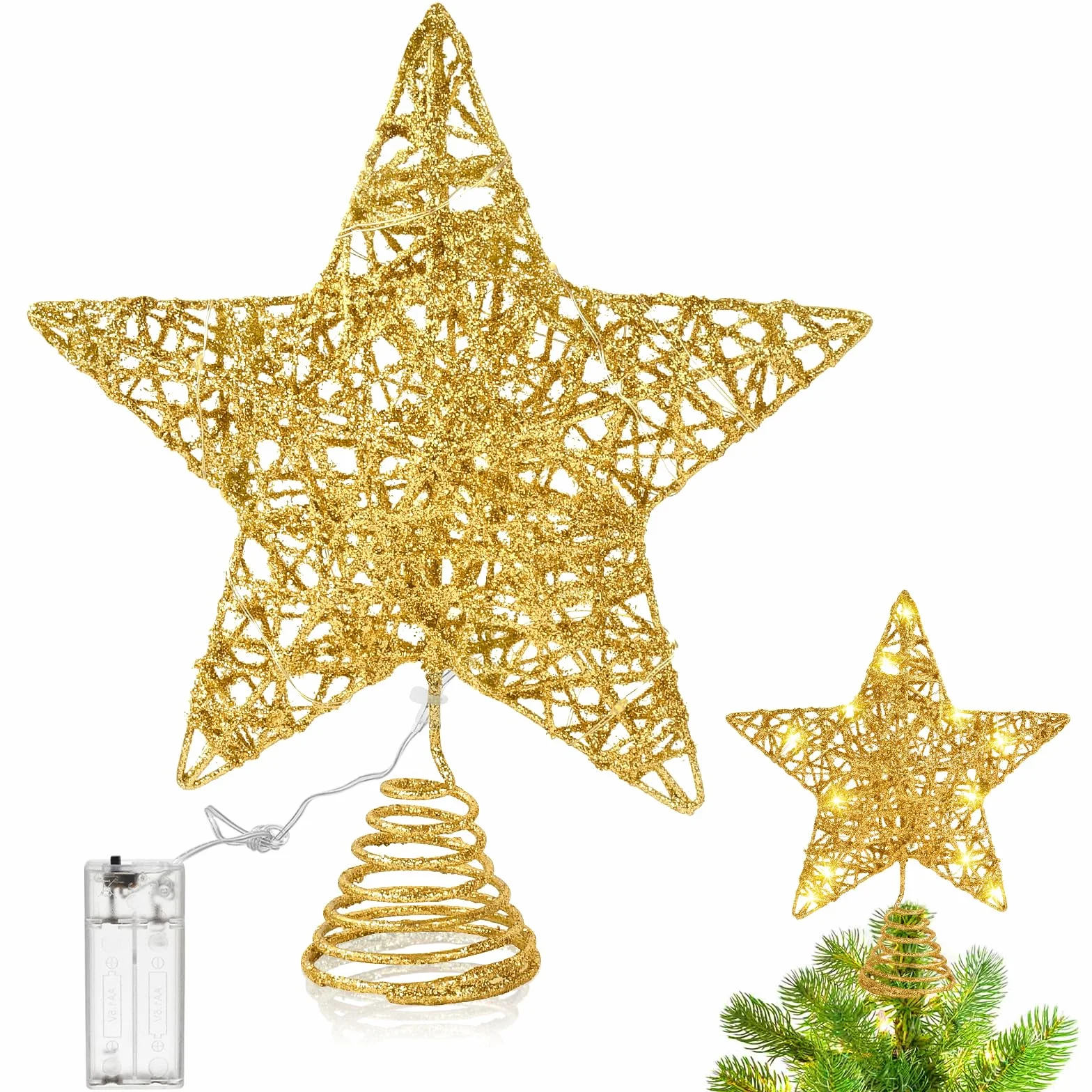 Estrella Arbol Navidad 25 cm 10 Luces LED Topper Decoracion