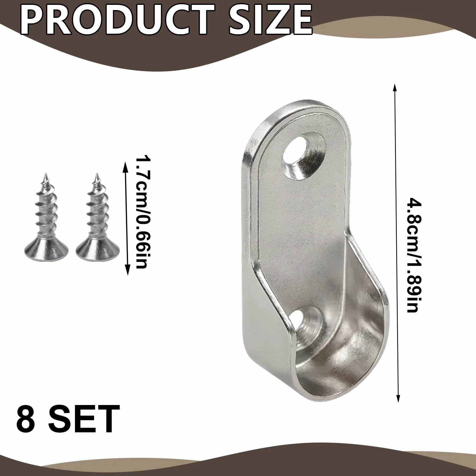 Soportes de Metal para Tubo de Armario 16mm, Kit de Montaje para Riel, Estantes para Ropa, 8 Piezas