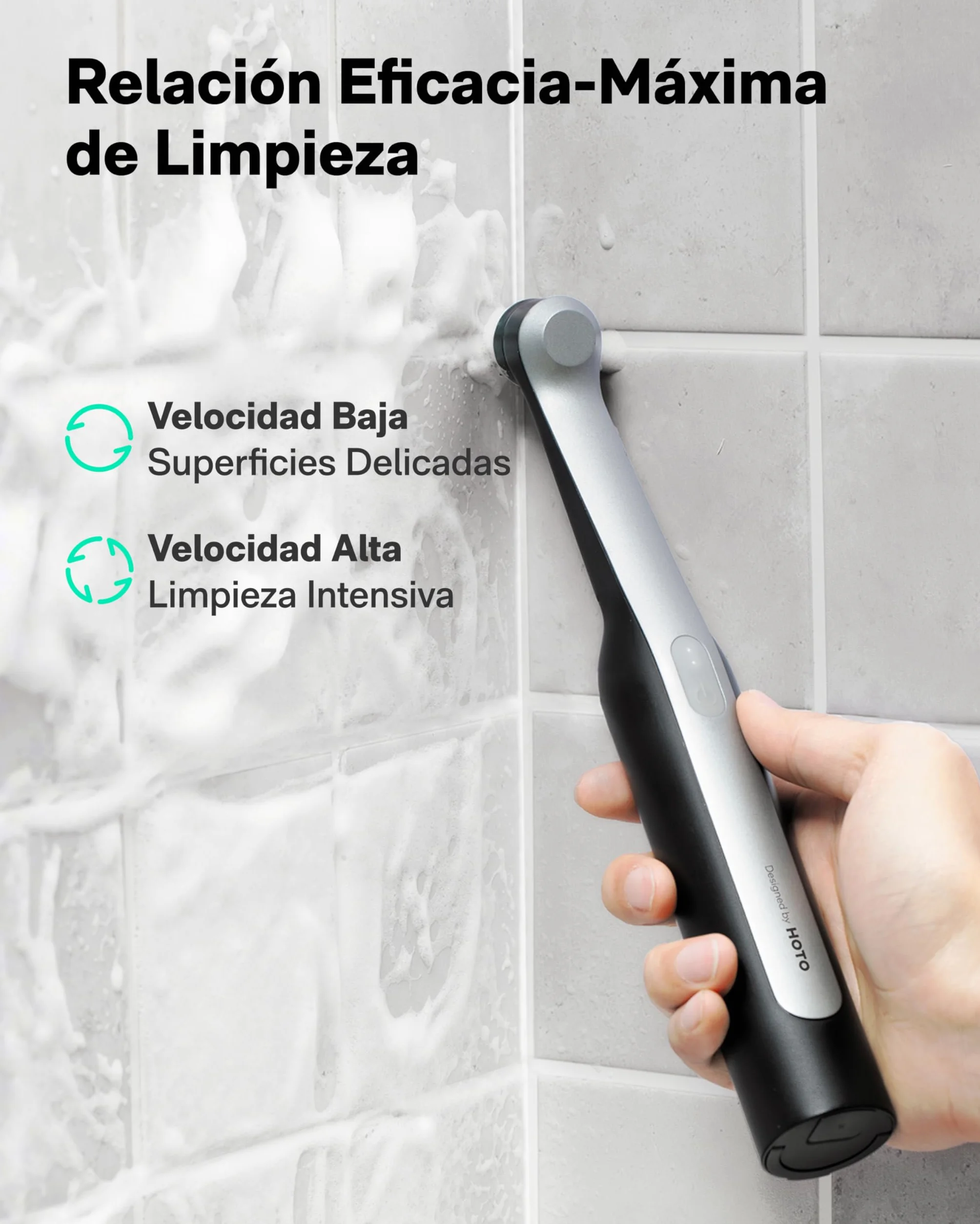 HOTO Wand™ Cepillos Limpieza Hogar Eléctrica, Cepillo para Limpiar Juntas Recargable con 12 Cabezas de Cepillos, IPX7 Impermeable Total Cepillo Juntas Limpieza para Baño, Cocina, Azulejos, Grietas