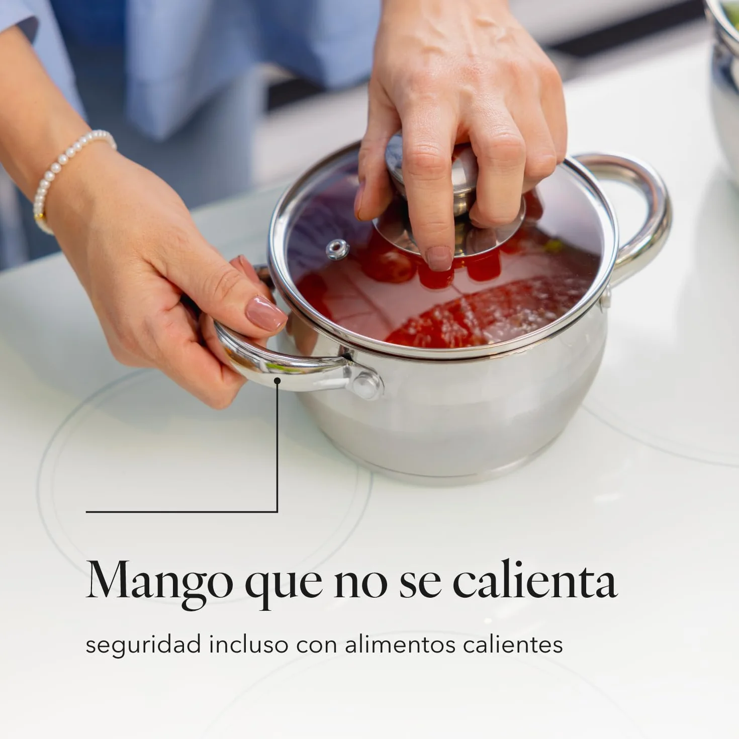 FLORINA Cacerola de Acero Inoxidable 3.4 L 20 cm con Tapa de Cristal OLIVER para Inducción
