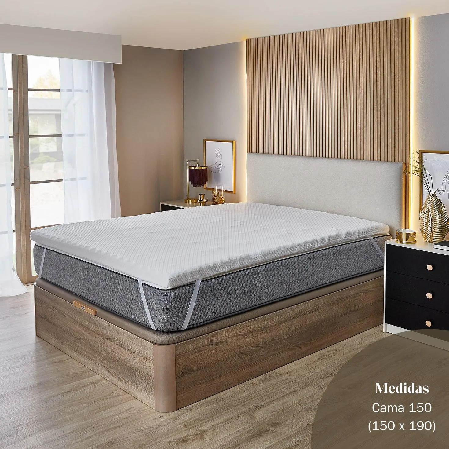 Pikolin Home - Topper Viscoelástico de Hotel - Multizonas - Sobrecolchón Colchoncillo de Grosor 7 cm, para Cama de 150, Desenfundable y Transpirable, Cubre Colchón Viscoelástico, 150 x 190 cm