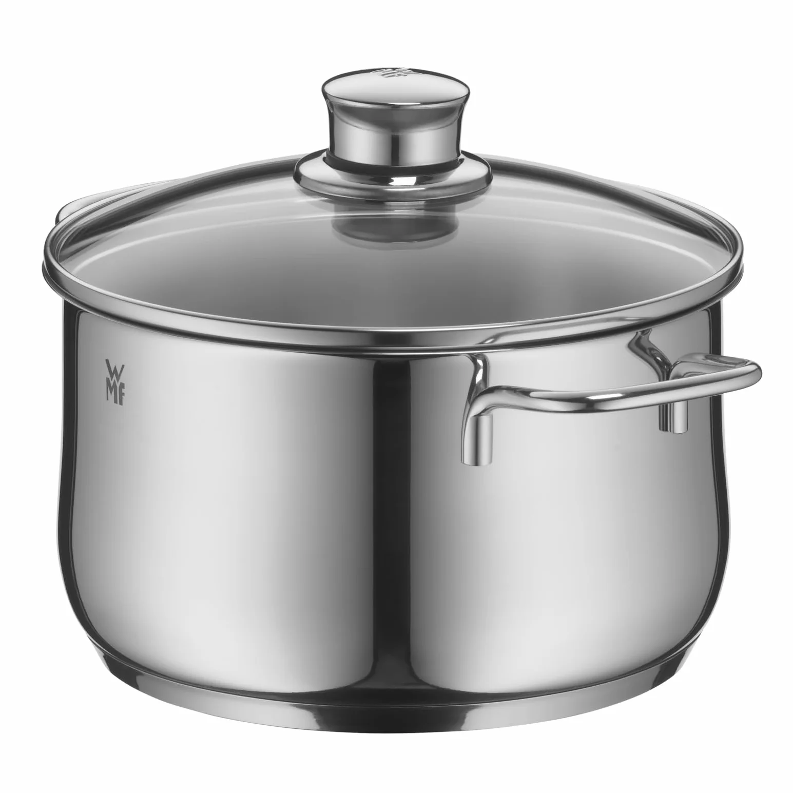 WMF Diadem Plus - Olla Baja 6.5 L Ø24 cm, Acero Inoxidable Cromargan, con Tapa de Cristal