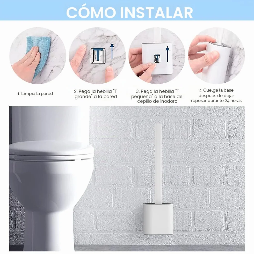 Ibergrif M34151-3 Escobillas y Portaescobillas de Inodoro, Cepillo y Soporte para WC, Silicona, Blanco