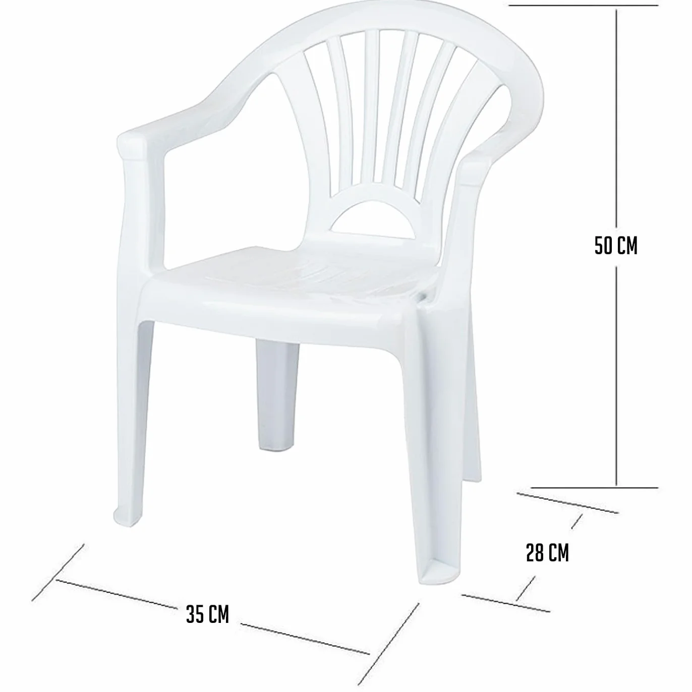 Acan Tradineur - Pack de 4 Sillas Infantiles Modelo Tipi - Fabricado en España -Ligera y fácil de Transportar - Ideal para Jugar, Leer y Dibujar - 50 x 35 x 28 cm - Color Blanco