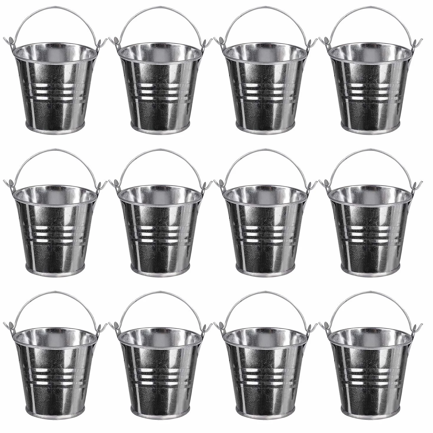 Cubos Pequeños de Metal, 12 Piezas Mini Cubos de Metal Invitados de Boda Fiesta Bautizo Cumpleaños Detalles Caramelos Regalos para Botanas, Decoración y Manualidades