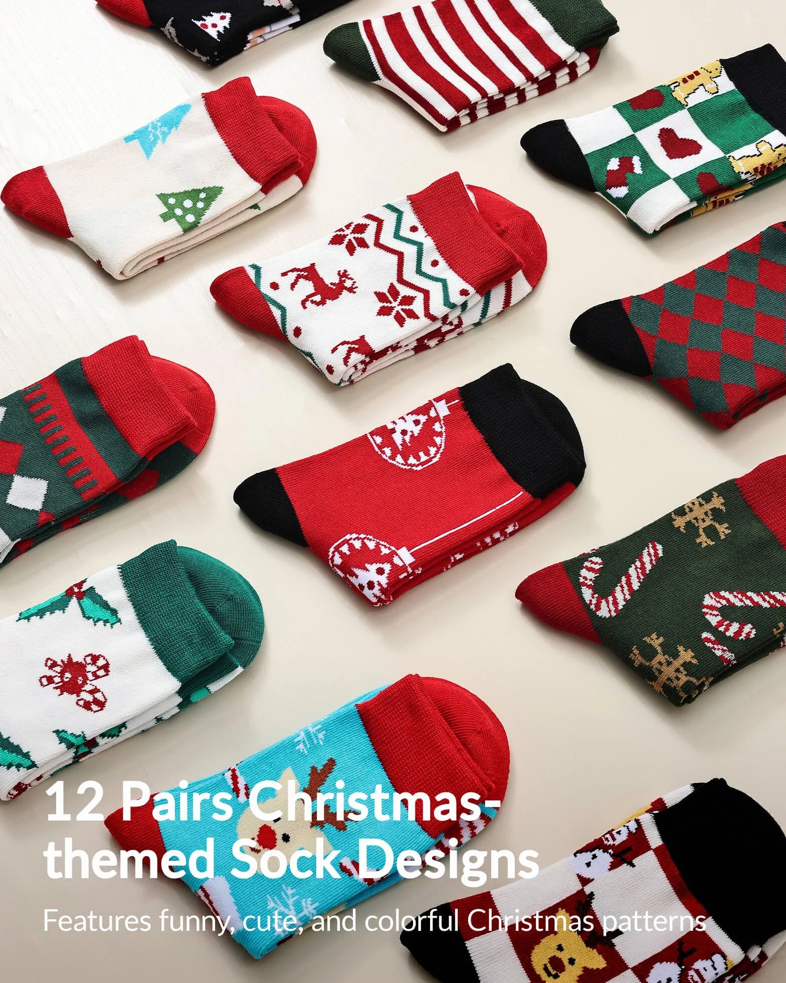 Moyel Calendario Adviento Calcetines 12 pares 8-12 Años Navidad Regalo Niño Niña