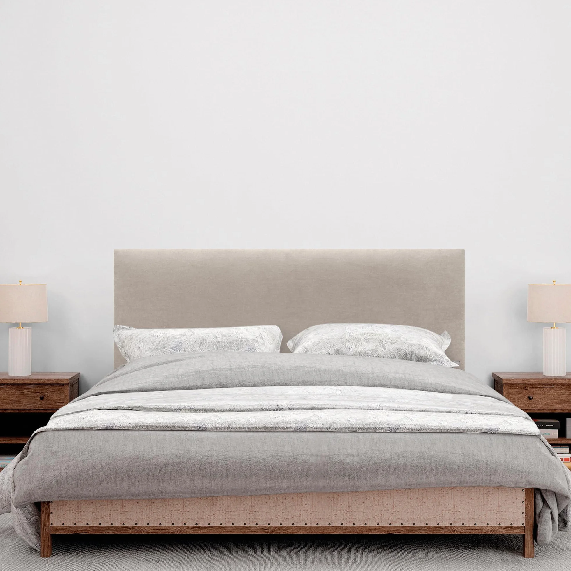 DHOME Cabecero de Polipiel o Tela AQUALINE Liso cabeceros Cabezal tapizado Cama Lujo (Tela Beige, 160cm (Camas 150/160))