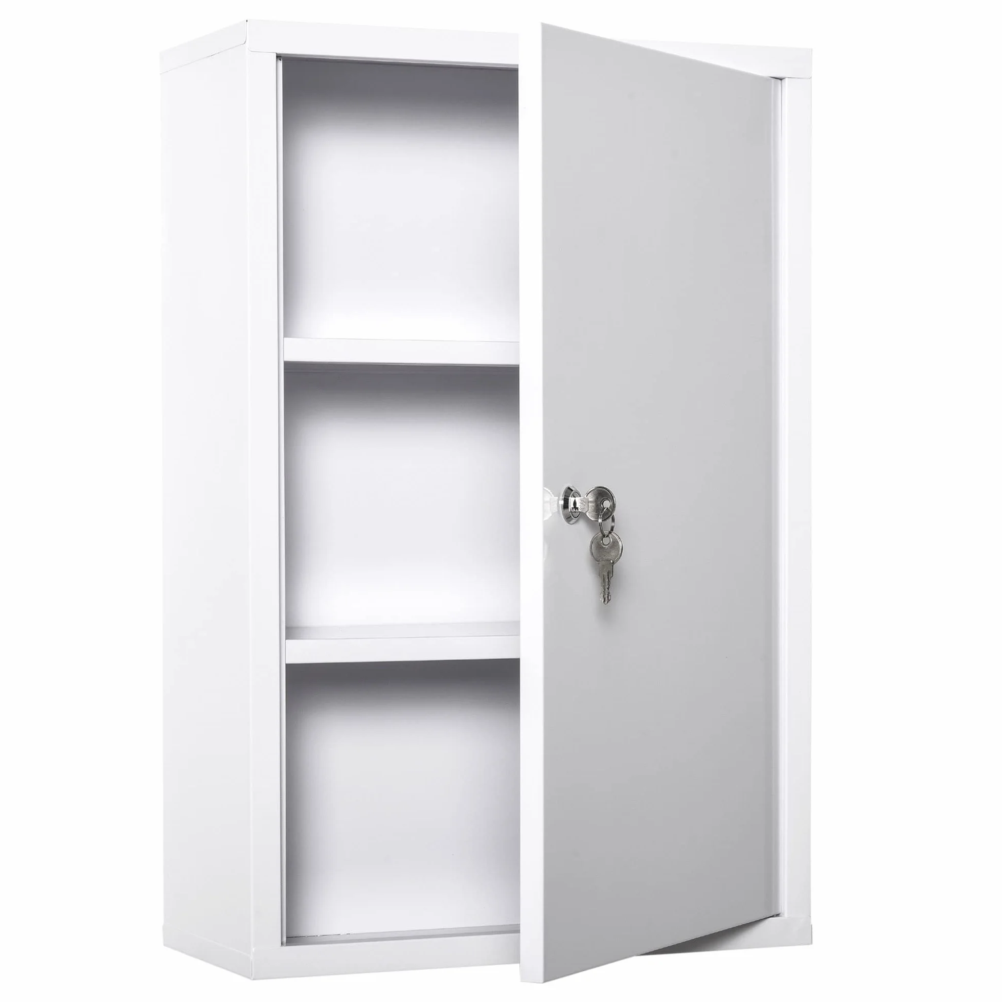 Kleankin Armario Botiquín de Pared de Metal 3 Estantes 40x18x60 cm Blanco