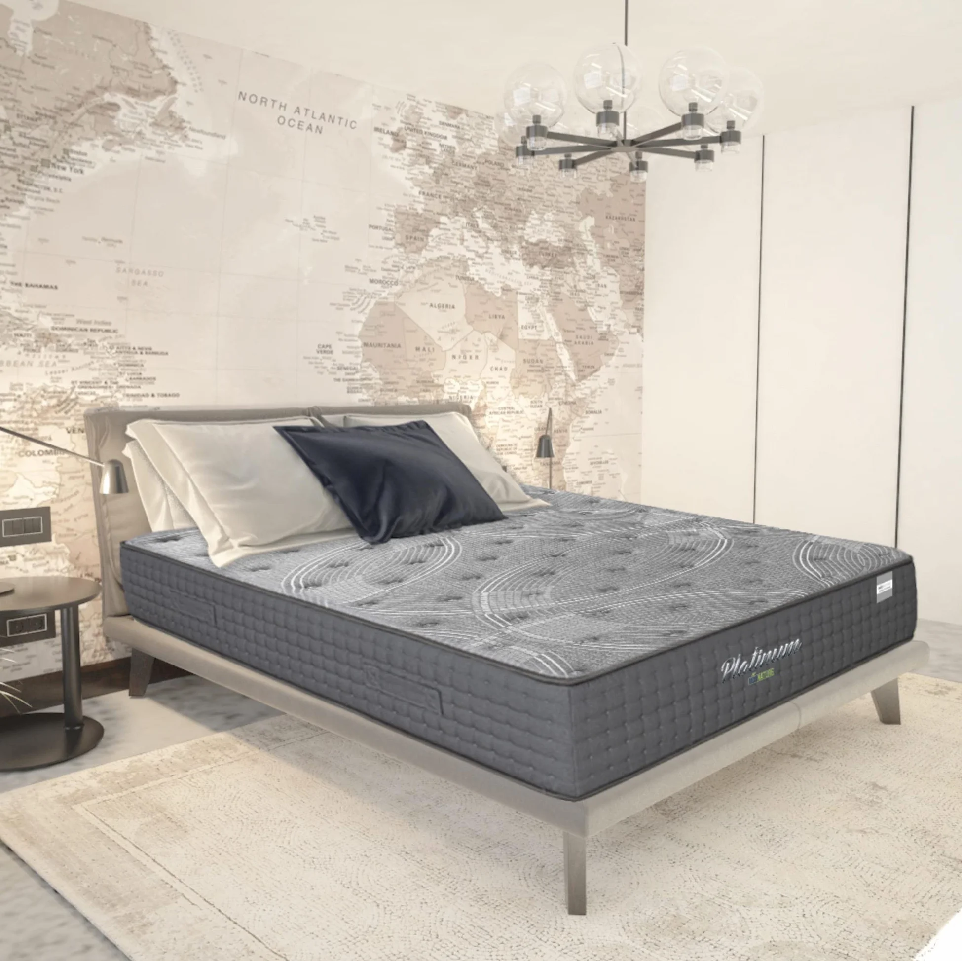 Matnature | Platinum | Colchón Gran Confort Pro Múltiple Descanso | Muelles Ensacados y Viscoelástica | Altura 30 cm | Transpirable, Antideslizante y Antiácaros (150 x 190 cm)