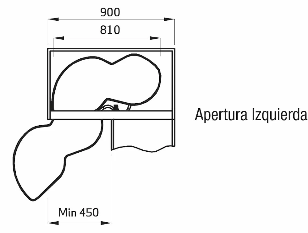 Organizador DE RINCÓN de Cocina para Armario de 900mm – 2 bandejas – Cierre Suave – RINCONERO con Apertura para Muebles de Derecha y Muebles de Izquierda – Color Gris (Izquierda)