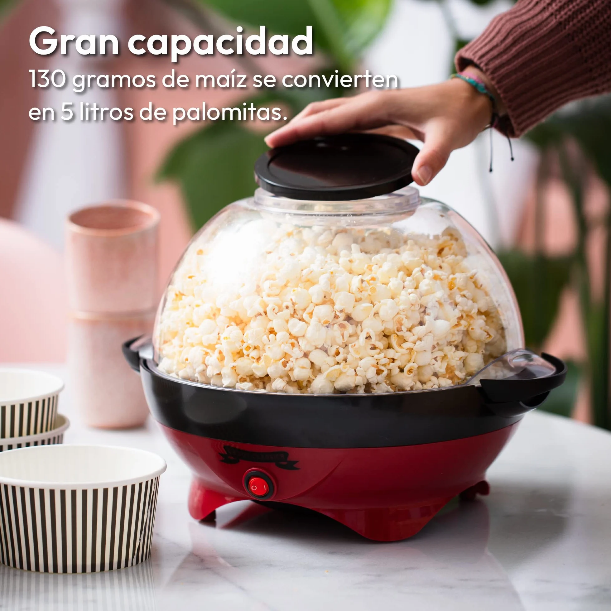 Máquina de Palomitas de Aire Caliente Sin Aceite Gadgy Palomitero Rojo Retro