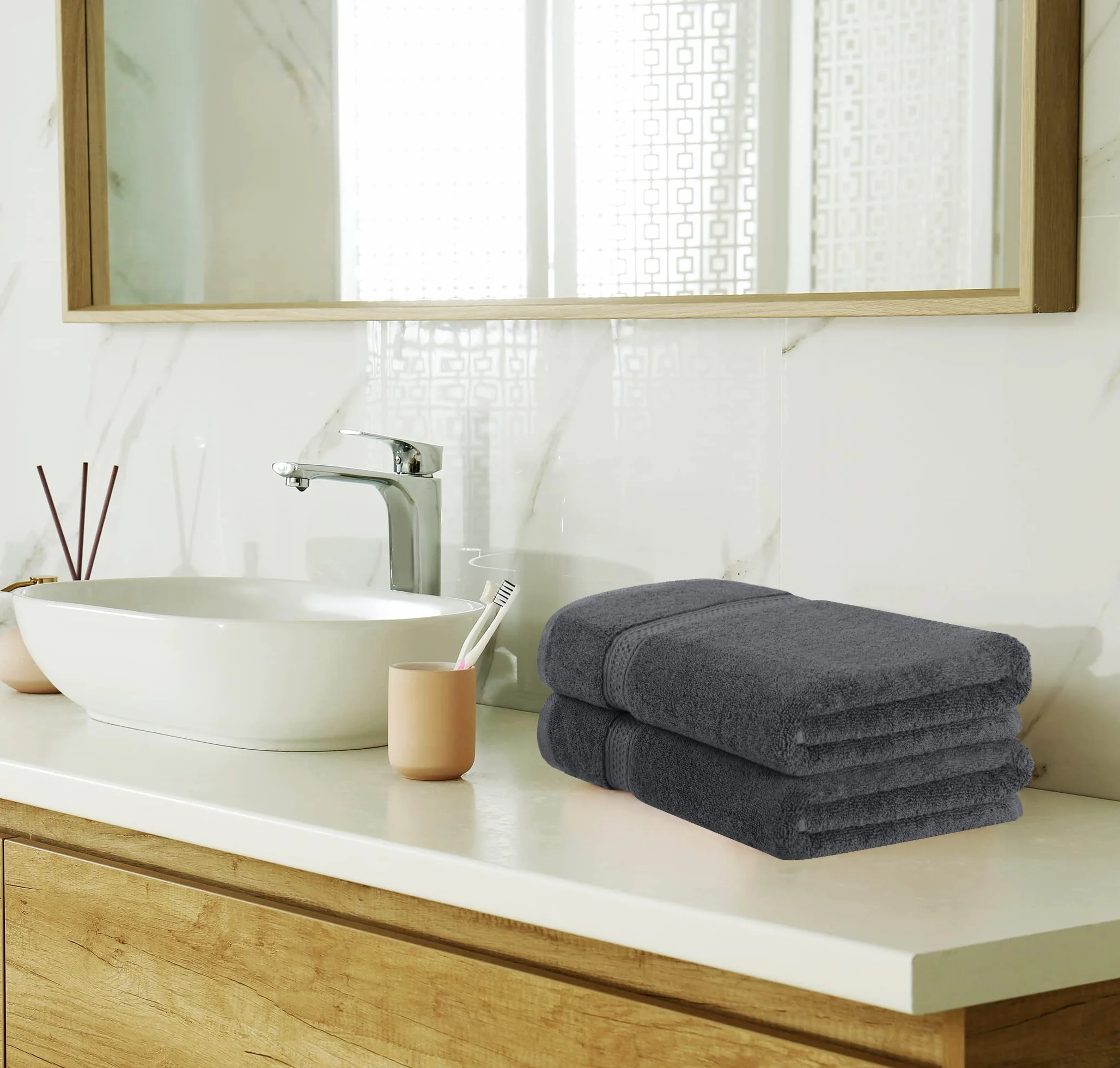 Utopia Towels - Juego de Toallas Premium de 8 Piezas, 2 Toallas de Baño, 2 Mano y 4 Toallitas - Algodón - para Casas, Hoteles y Spas, Altamente Absorbentes (Gris)
