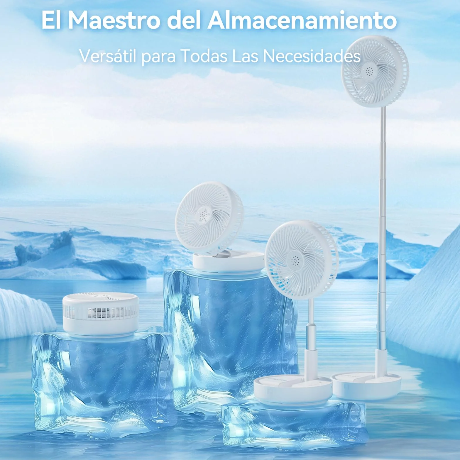 Primevolve Ventilador de Pie Portátil Auto-rotación con Remoto, 8'' Plegable Suelo/Mesa Ajustable, 7200mAh USB C Ventilador para Viajes Camping,Silencioso para Dormitorio Oficina (Blanco)