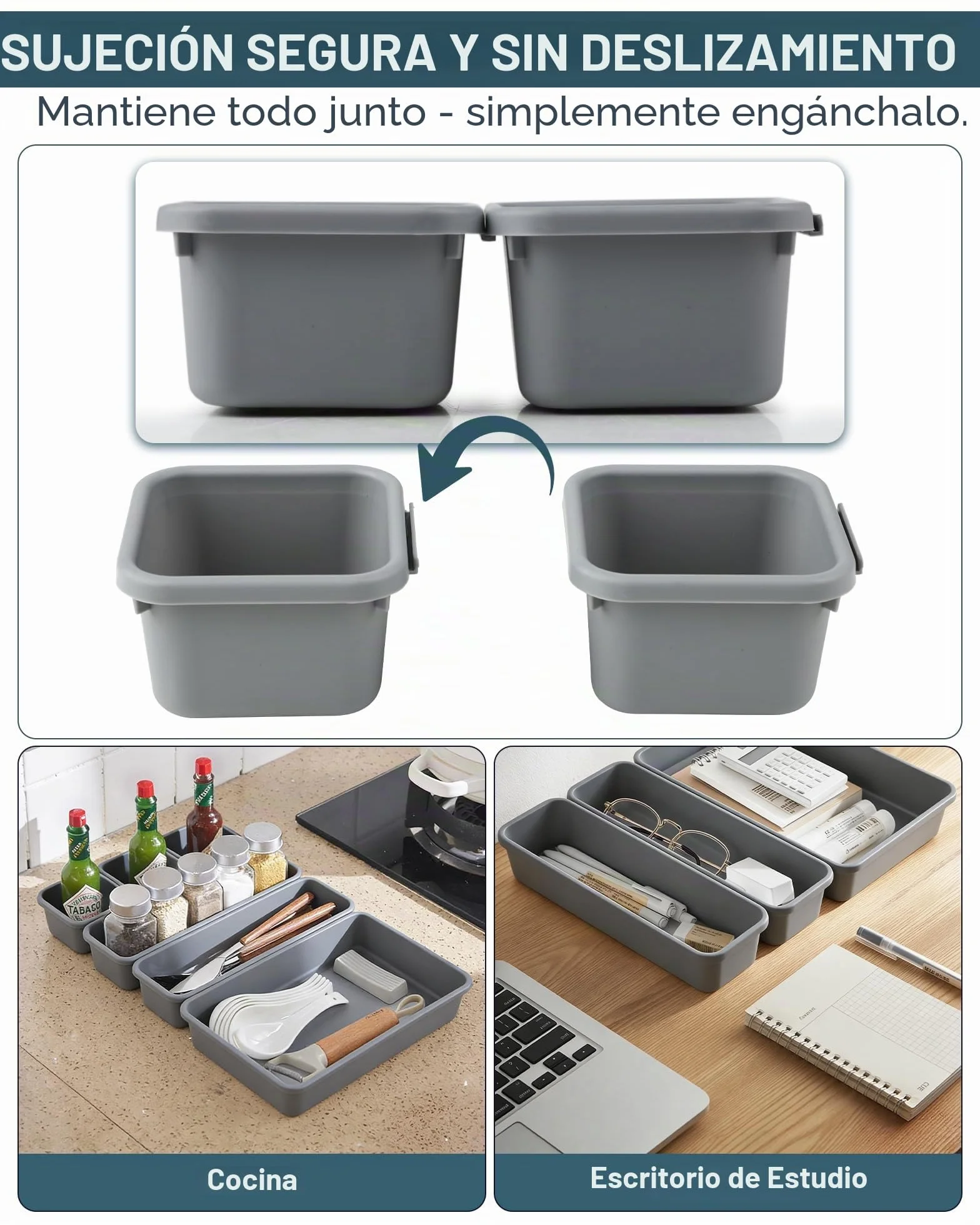 Organizador de cajones 8 piezas plástico para escritorio baño sistema separador