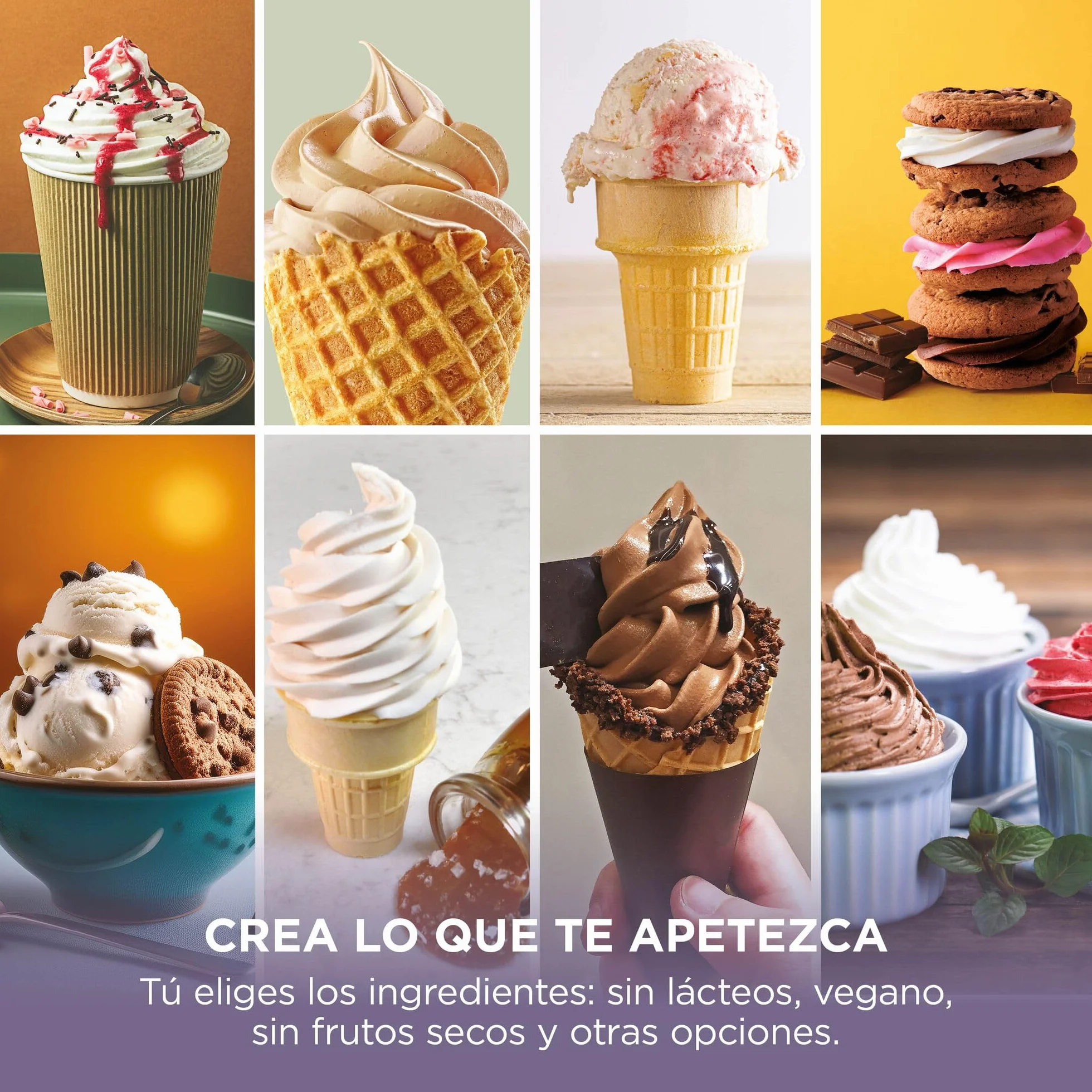 Ninja CREAMi Scoop & Swirl La heladera con 2 tarrinas y 13 funciones prepara helados, helados cremosos, gelatos, batidos y más, y cuenta con la opción de añadir extras, piedra/dorado, NC701EUSTGD