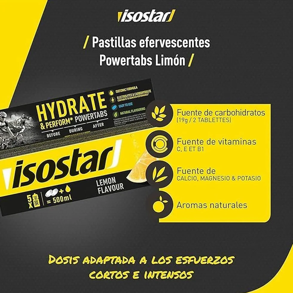 ISOSTAR SABOR LIMÓN Hydrate & Perform Powertabs Isotónica 120g (10x12g)