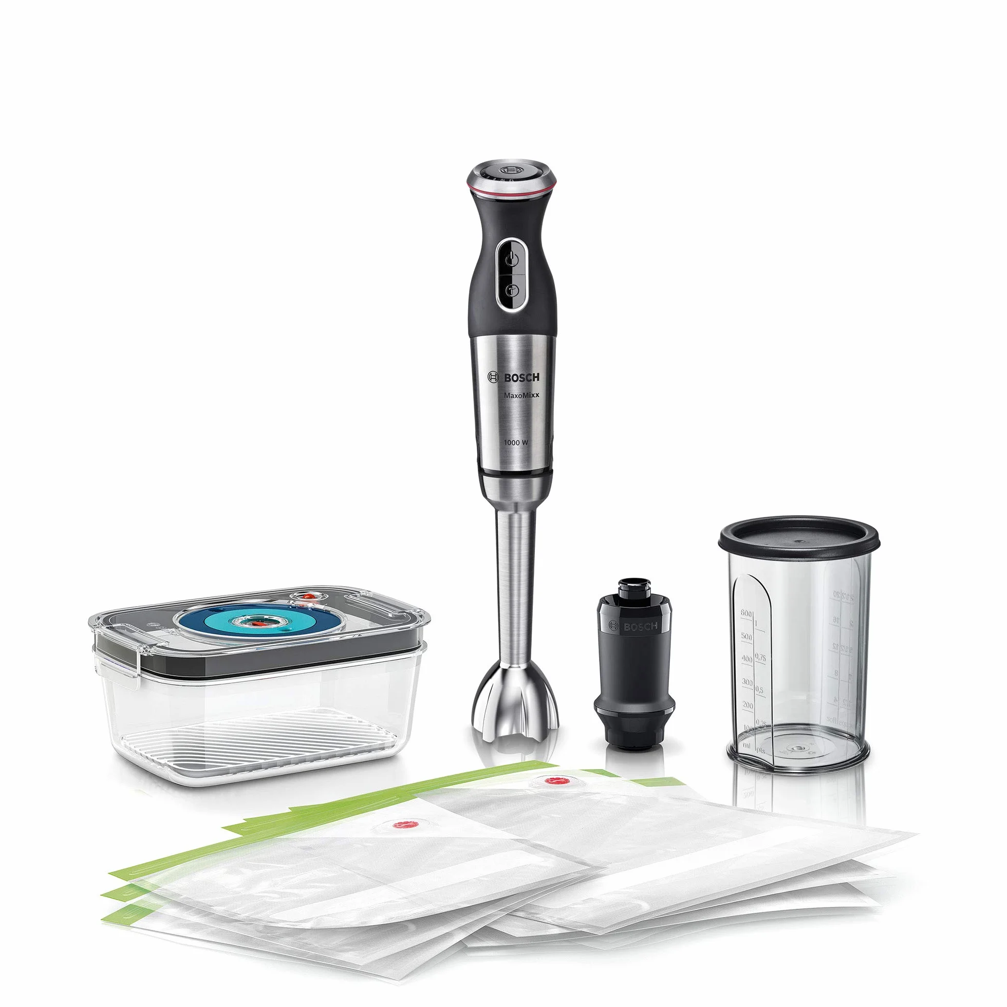 Bosch Batidora de mano, Acero Inoxidable, Kit Envasado Vacío