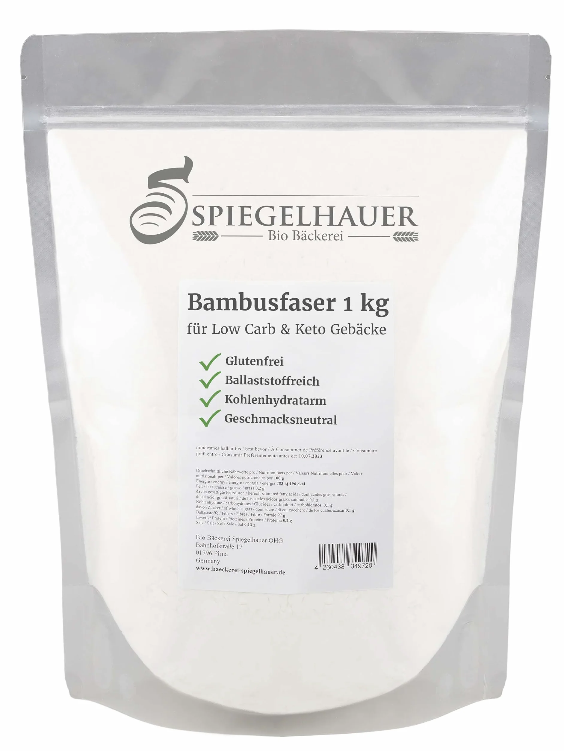 Fibra de bambú 1 kg Harina baja en carbohidratos para hornear