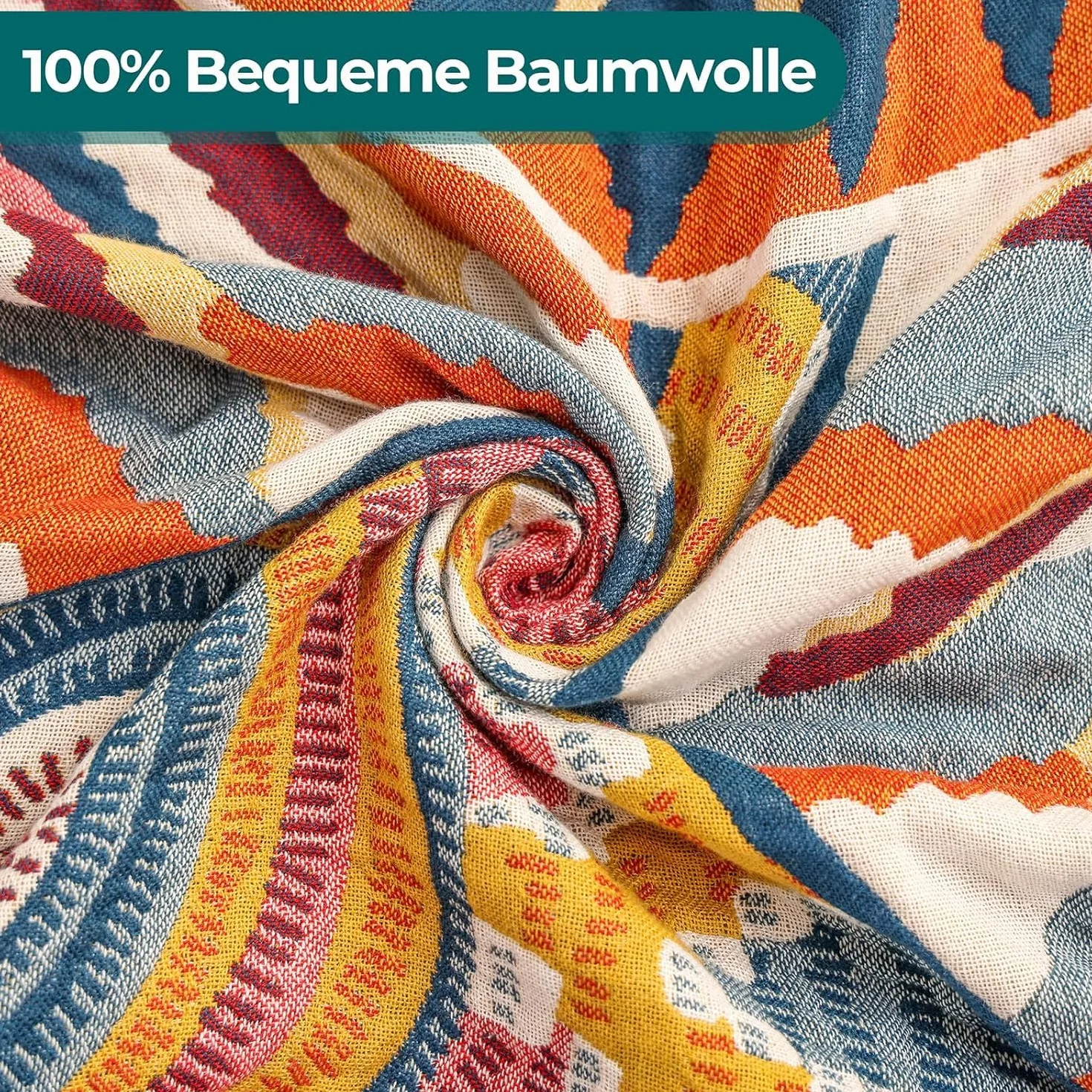HOORDRY Colcha premium 100% algodón, manta de doble cara, colcha boho 230 x 250 cm, manta para sofá o cama, manta de muselina de algodón para toda la temporada