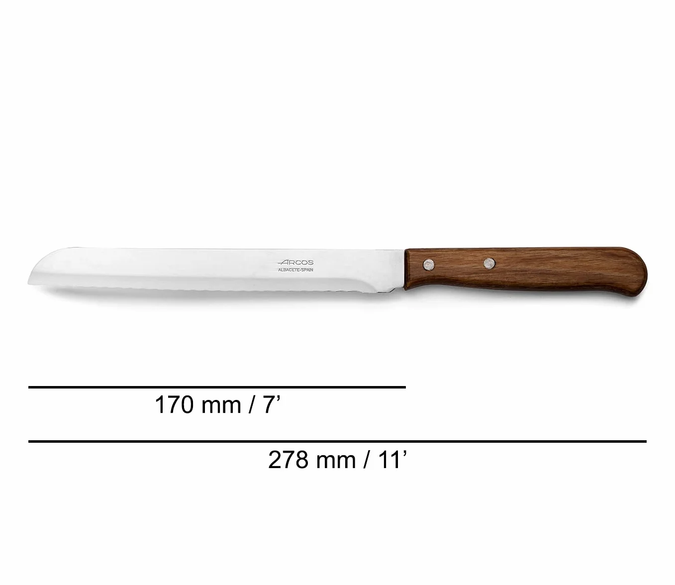 Arcos Serie Latina, Cuchillo Panadero, Hoja serrada de 170mm, Mango Madera