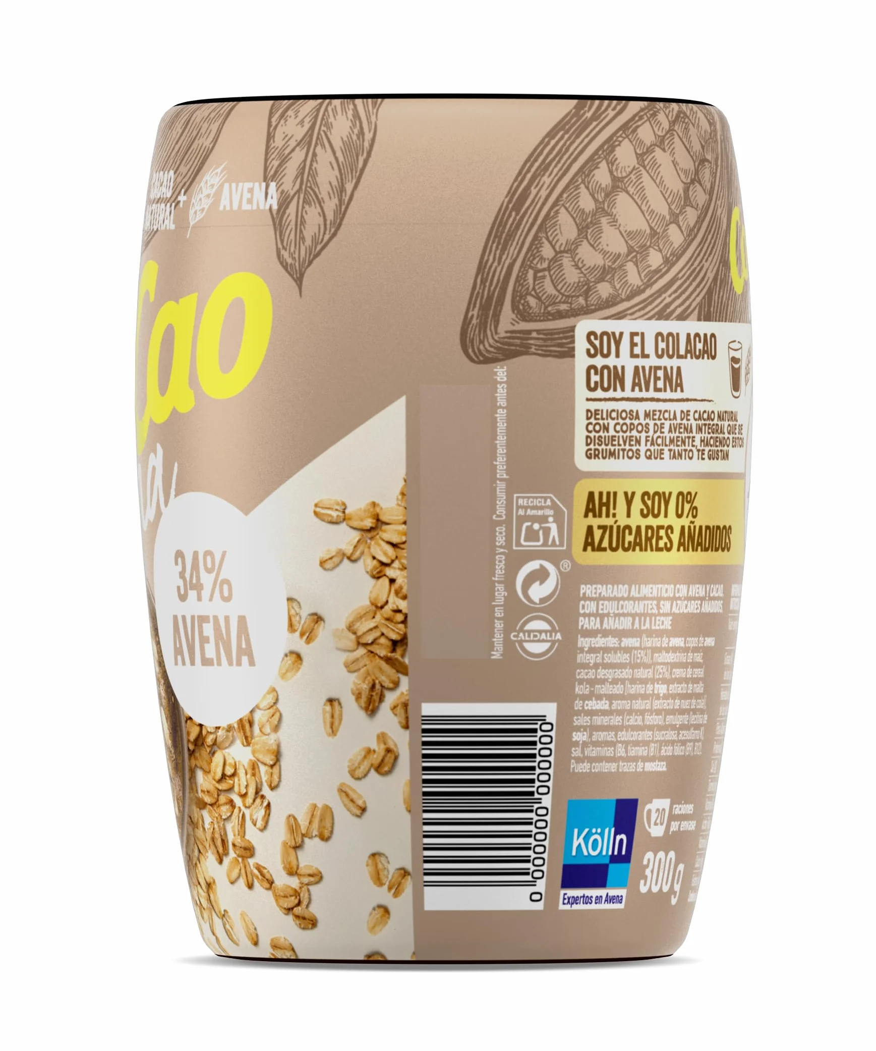 ColaCao Avena Cacao Soluble Natural con 0% Azúcares Añadidos 300g