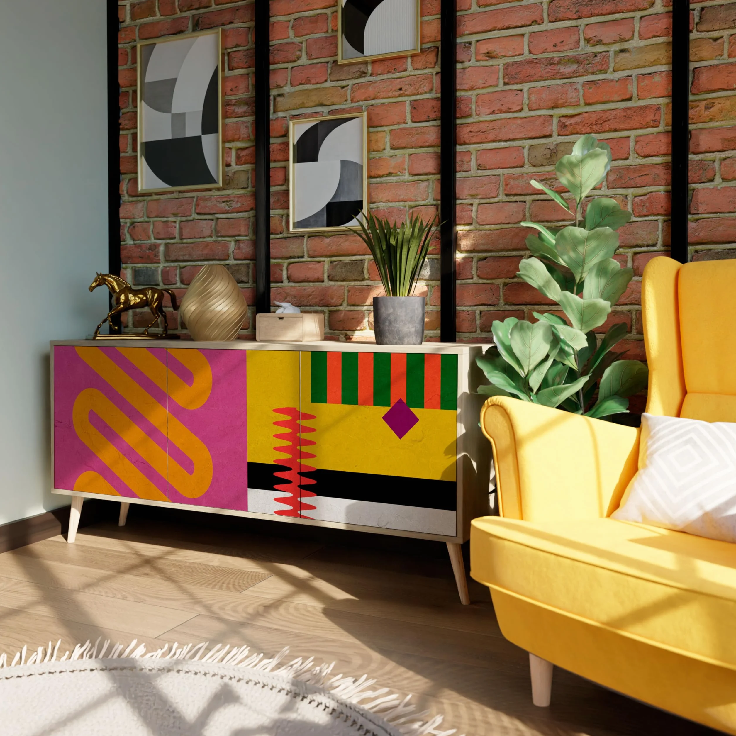 Cómoda Moderna 3 Puertas - Mueble Auxiliar para Salón, Dormitorio Juvenil, Aparador, Diseño Contemporáneo