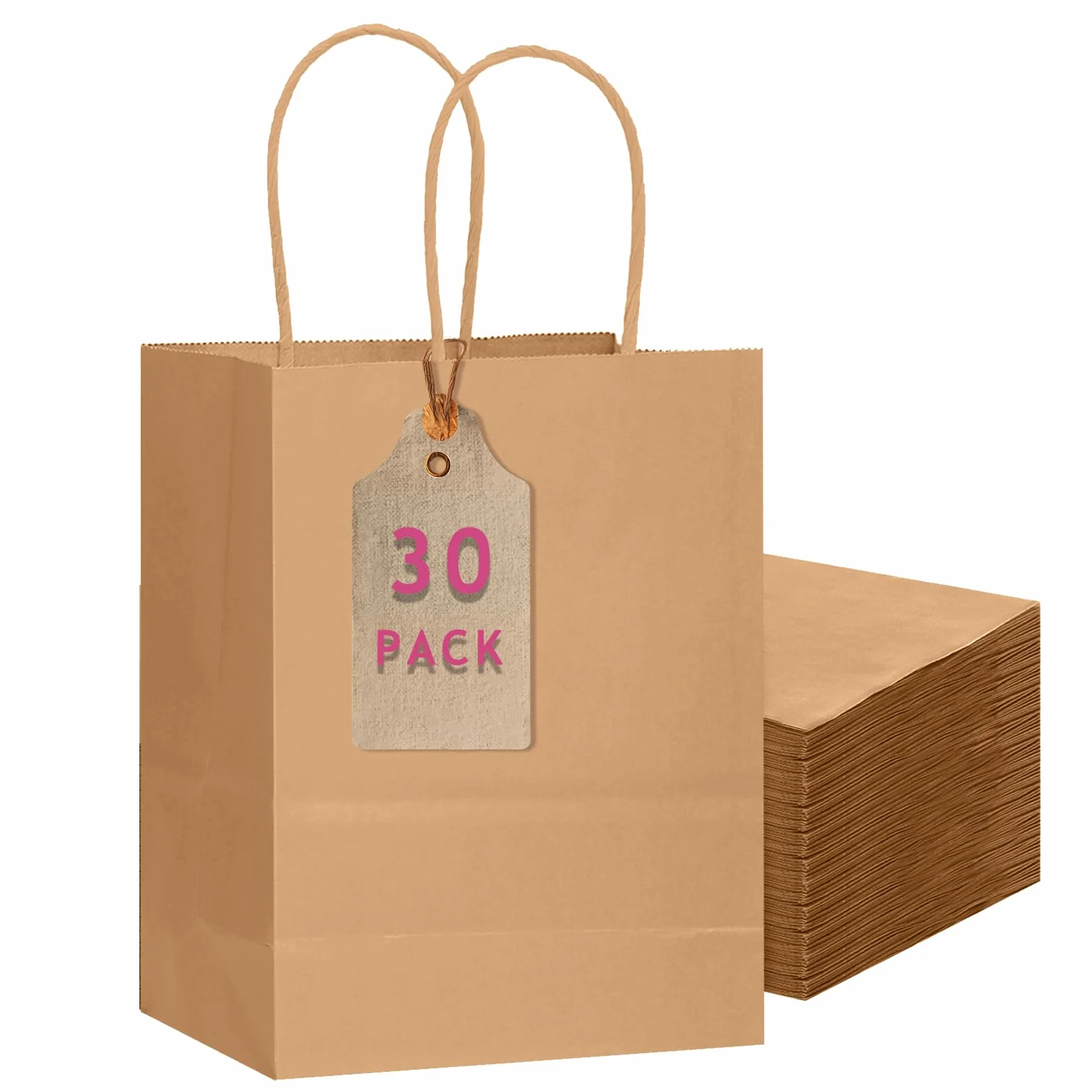 Gcardist 30 paquetes de bolsas de regalo marrones con asas a granel 27x20x12cm Tamaño mediano Bolsas de papel kraft para múltiples usos (11"x8.3"x4.3" Tamaño mediano)