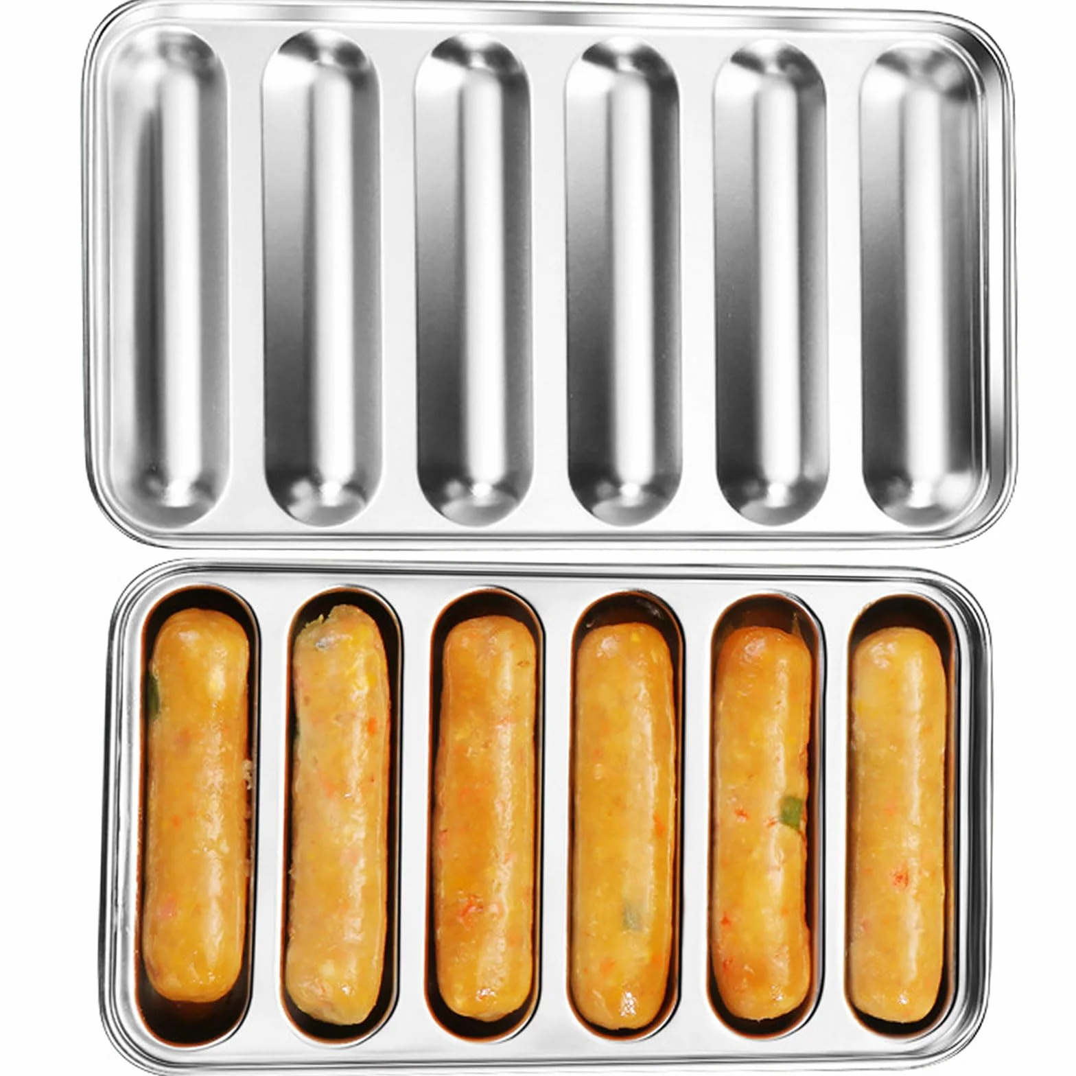 Molde Salchichas Acero Inoxidable con Tapa, Molde Perros Calientes DIY, Molde Hacer Salchichas Carne Casera Antiadherente, Moldeador para Hornear, Cocinar, Cocina Casera, Barbacoa, Salchichas Veganas