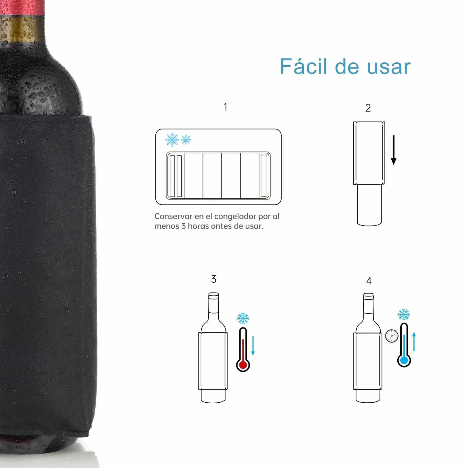 Funda Enfriadora de Botellas de Vino y Cava, Enfriadora de Vino Portátil, Ideal para Uso Diario o Regalo, Pack de 2
