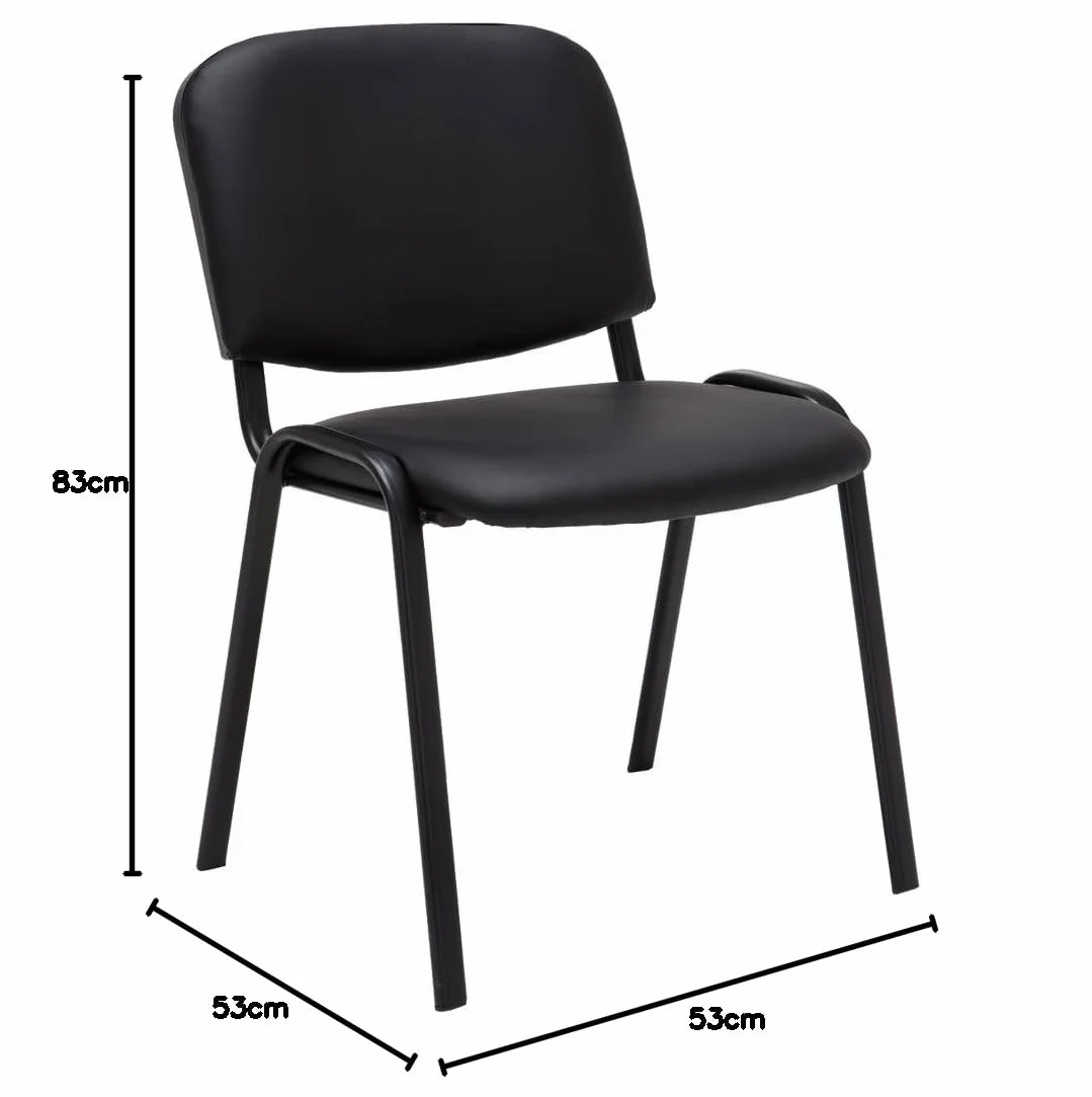Ken Set 4 Sedie Ufficio Visitatore Imbottite In Similpelle Nero