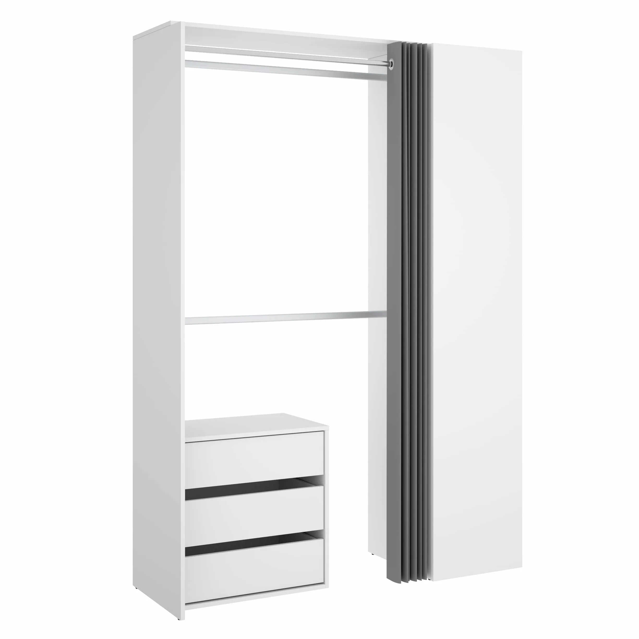 DEKIT GRUPO RIMOBEL Suit Kit Vestidor, Madera de ingeniería, Blanco, 205x139,3x52 cm