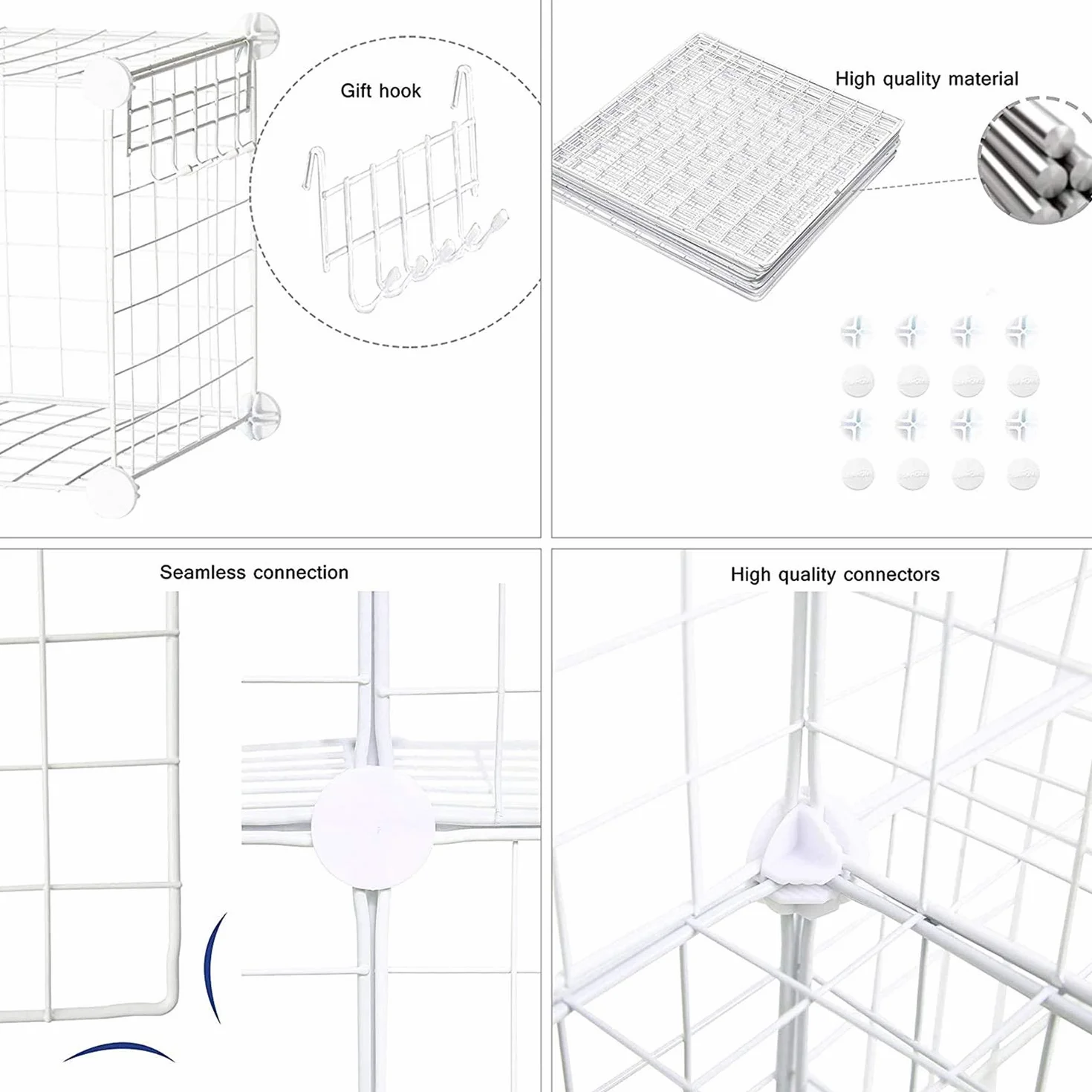C&AHOME C&HOGAR Estante Modular para Libros Almacenamiento de Cubos de Alambre 36.6x12.4x48.4 Pulgadas Blanco