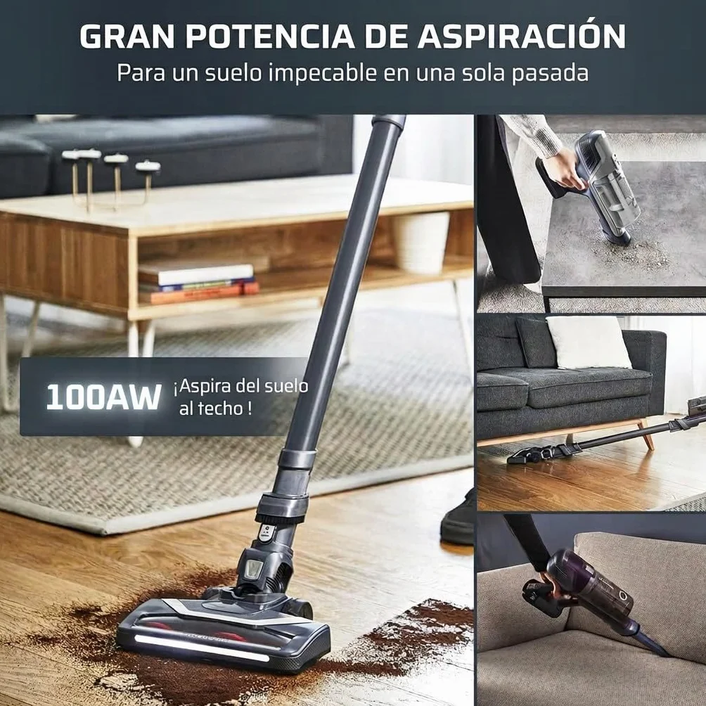 Rowenta XPert 6.60 - Aspiradora escoba versátil sin cable, con 3 funciones en 1 multiespacios, batería de litio, 2 velocidades, gatillo Boost, ligero y portatil, Gris oscuro, RH6836
