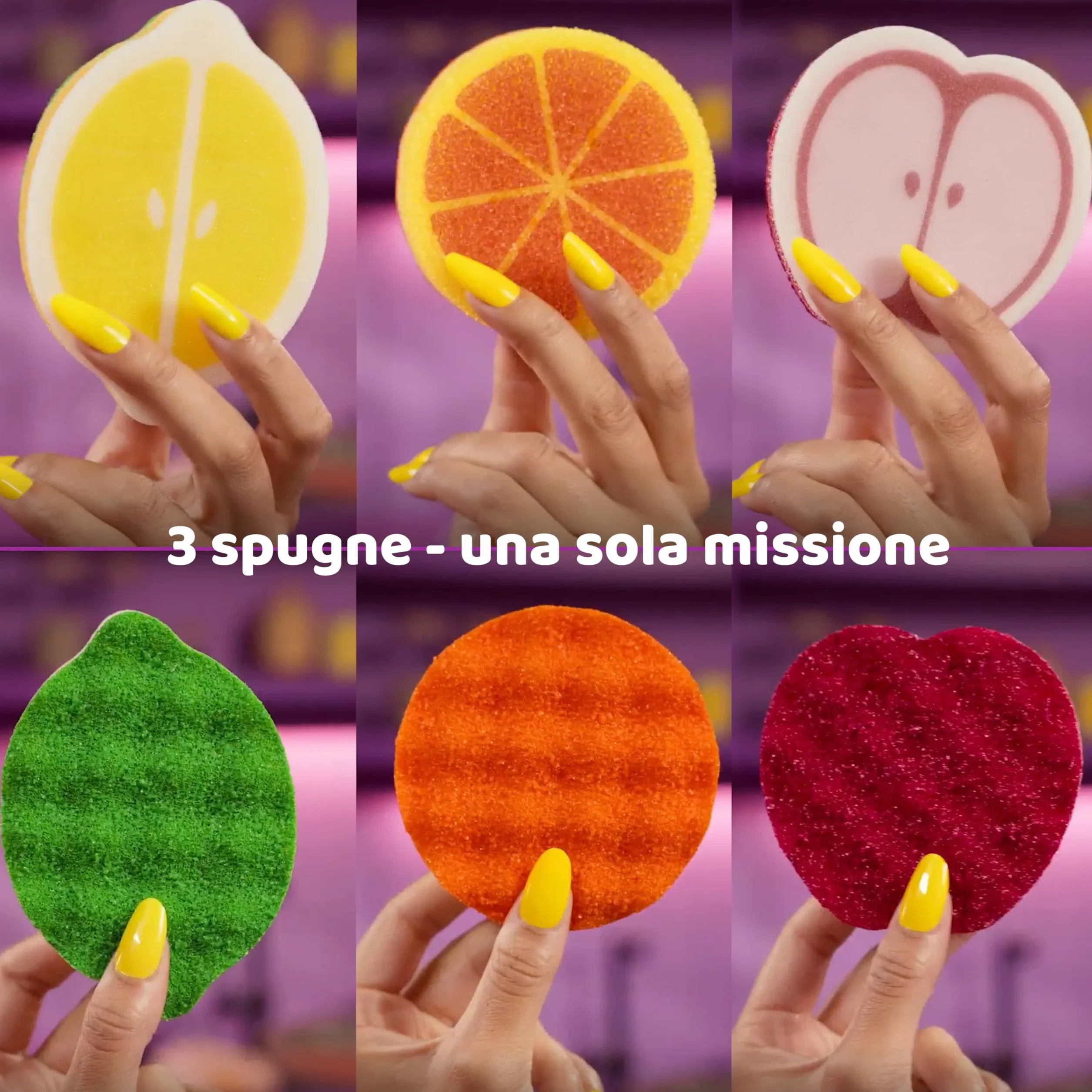 Punch de Esponja, Pack de 4 – Rectores potentes y Flexibles, Multiusos sin arañazos, con Perfume Fresco. Ideal para Cocina, baño y Exterior. Limpieza Diaria eficaz.