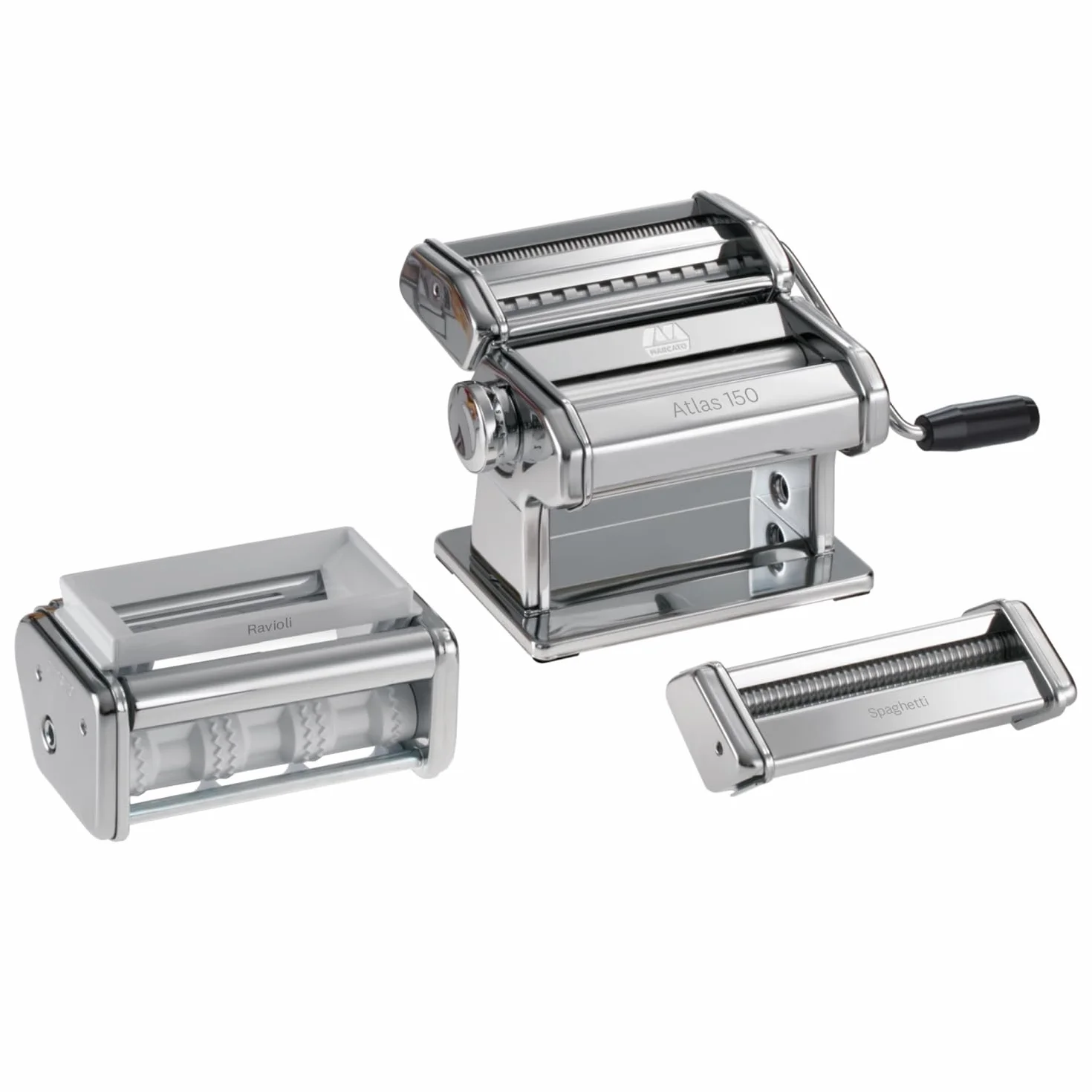 PastaSet, Máquina para pasta manual con accesorios incluidos para Raviolis y Espaguetis