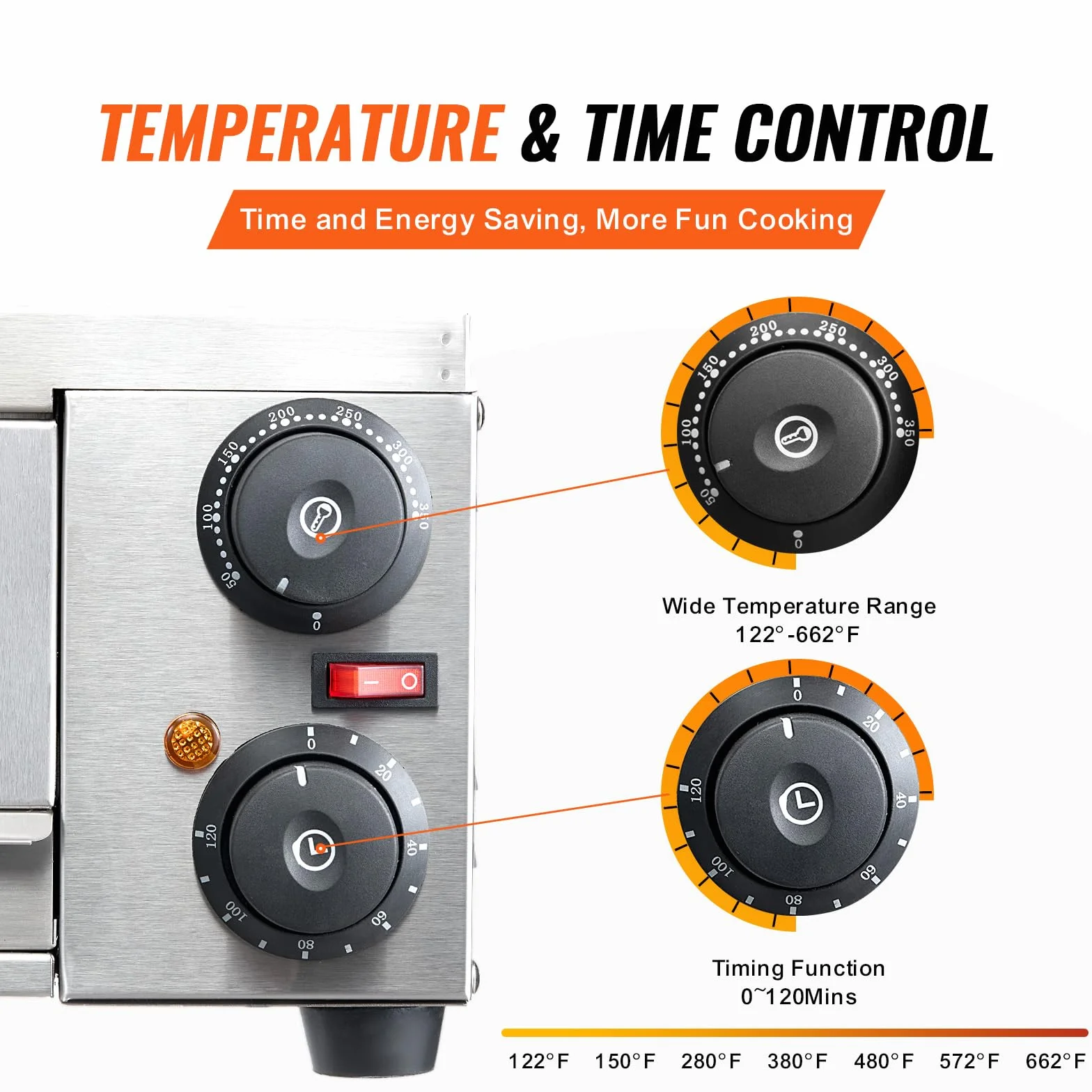 VEVOR Horno de pizza eléctrico 12 pulgadas 1500 W control temperatura temporizador