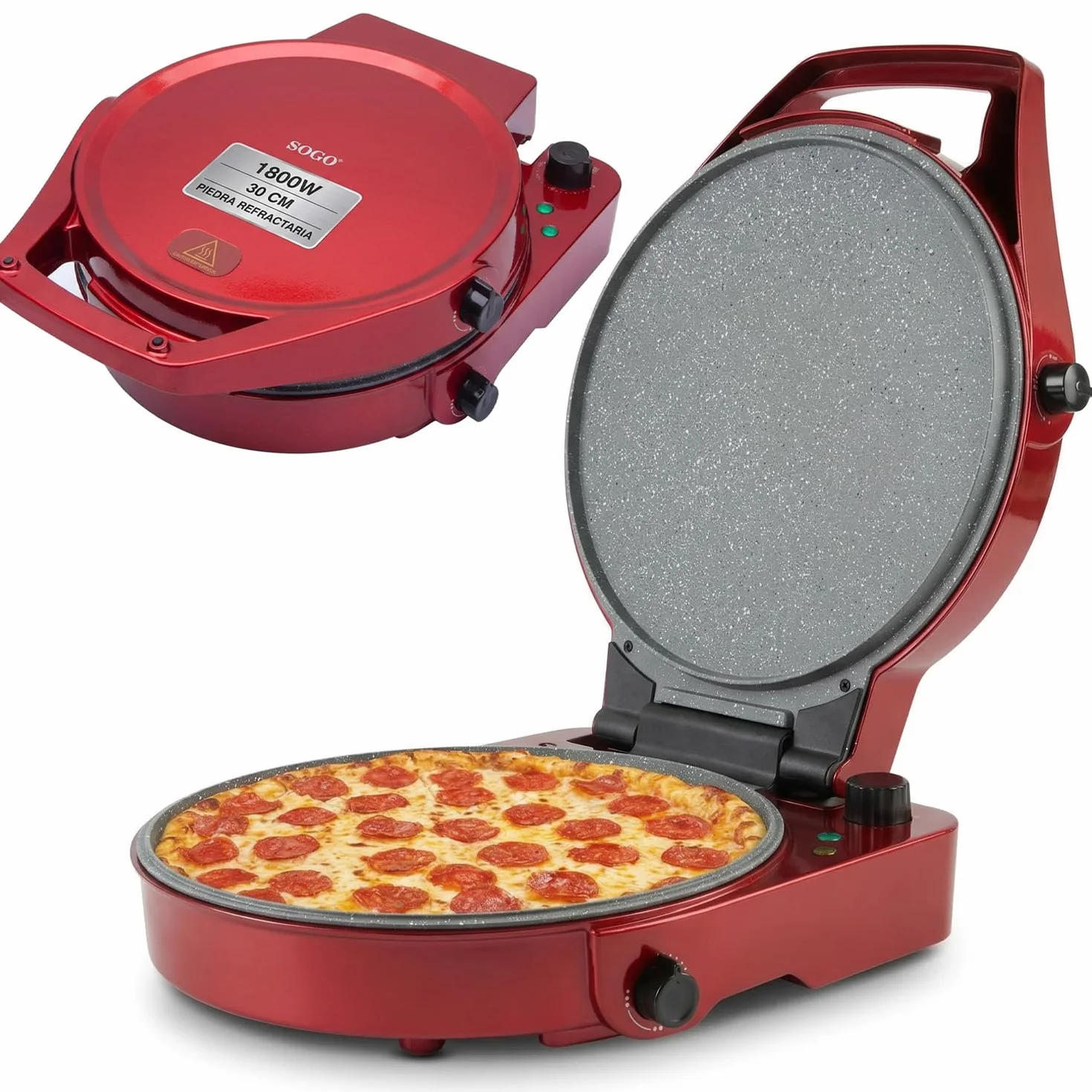 SOGO Horno Eléctrico 2en1 para Pizza y Barbacoa 30cm 1800W Horno Grill 180º