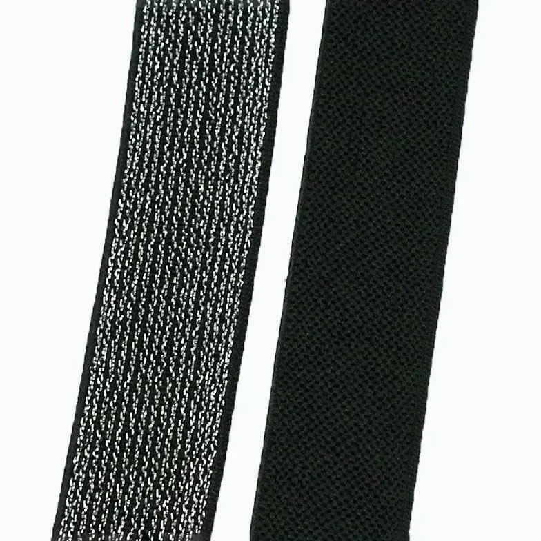 Banda elástica de nailon de 25-50 mm para correas de bolsos, cinta de goma para cintura, accesorios de costura para bricolaje, color negro y plateado, 50 mm, 10 metros