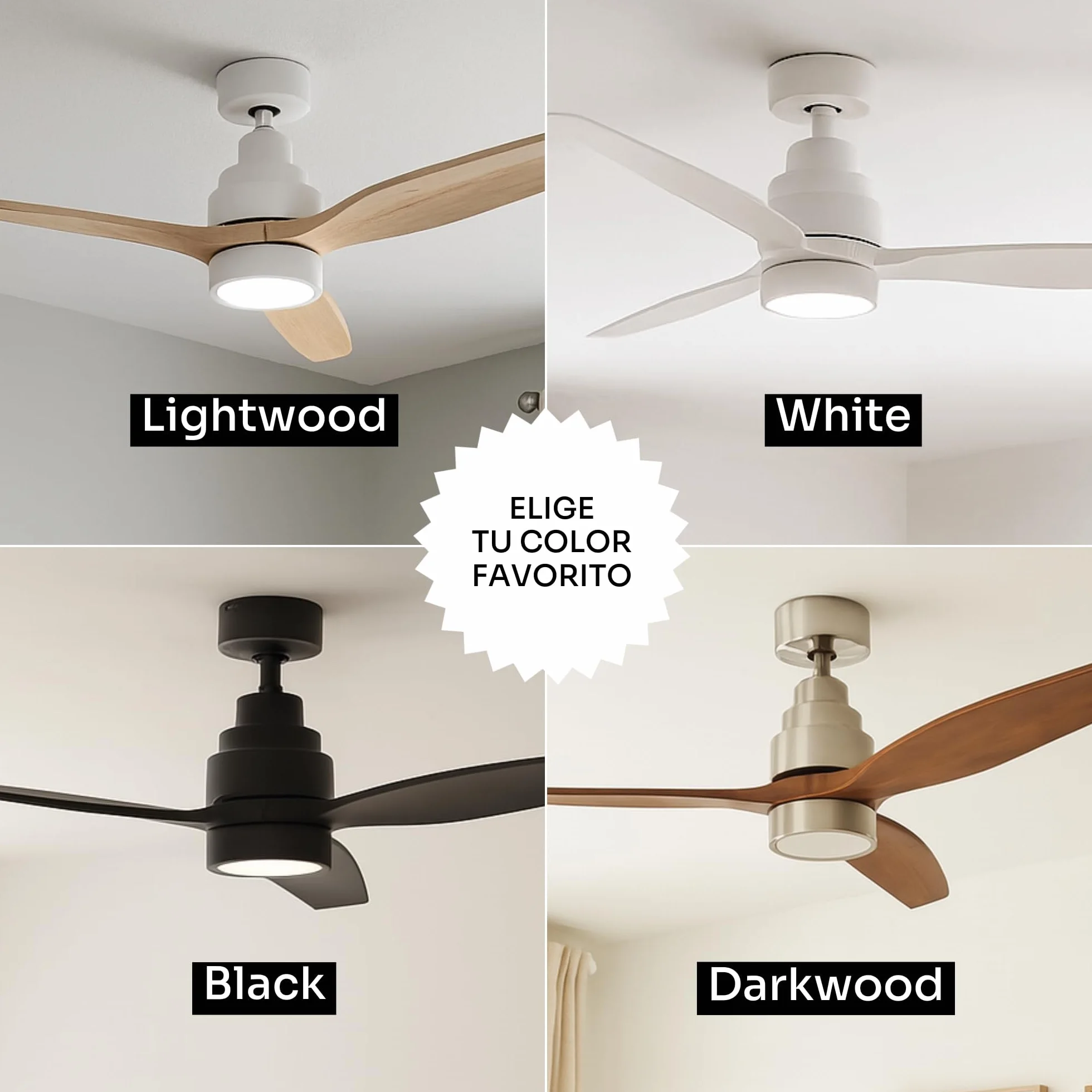 Ventilador de Techo Mellerware Brizy Bright 30W 6 Velocidades Ultra Silencioso 132cm LED Mando a Distancia