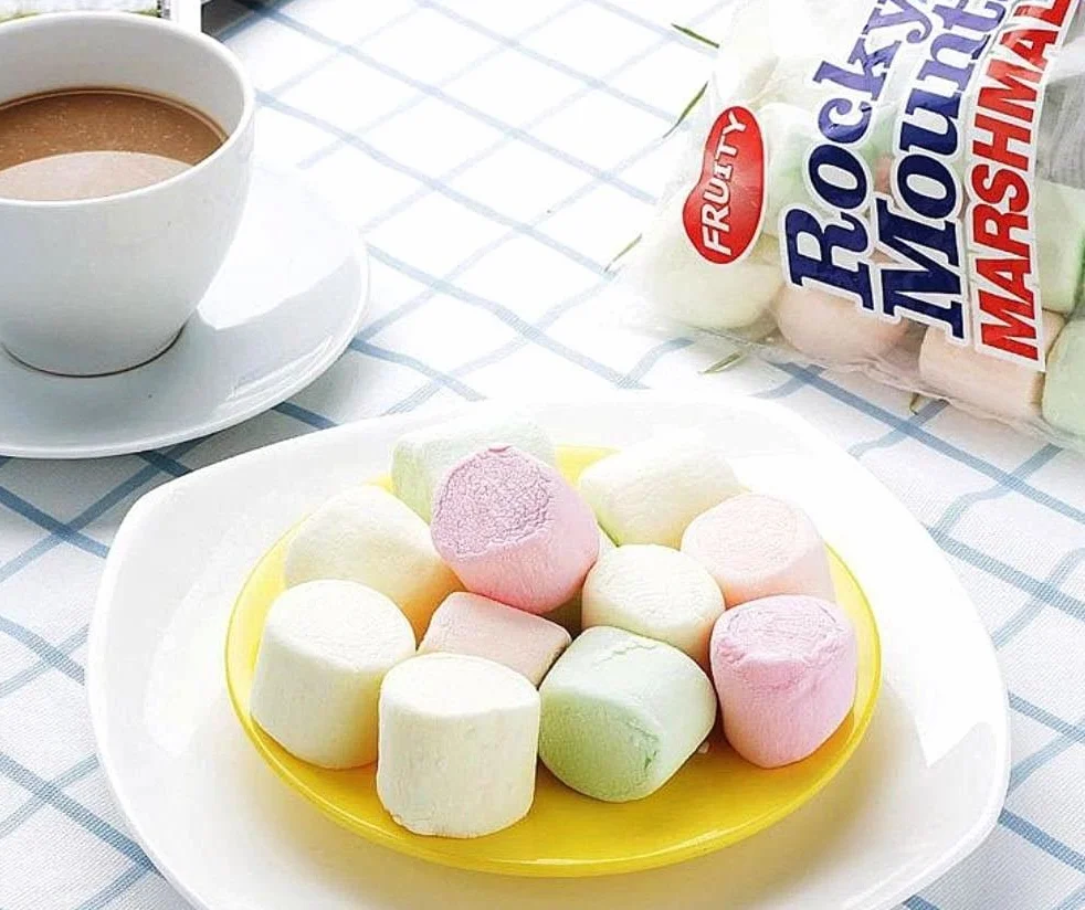 Rocky Mountain Marshmallows Fruity 4x300g, dulces tradicionales americanos para asar