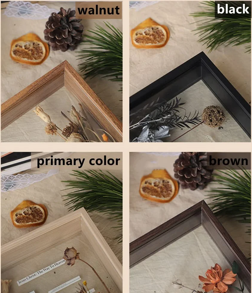 Ramka na zdjęcia z suszonych kwiatów drewniana podwójna plexi 8x12