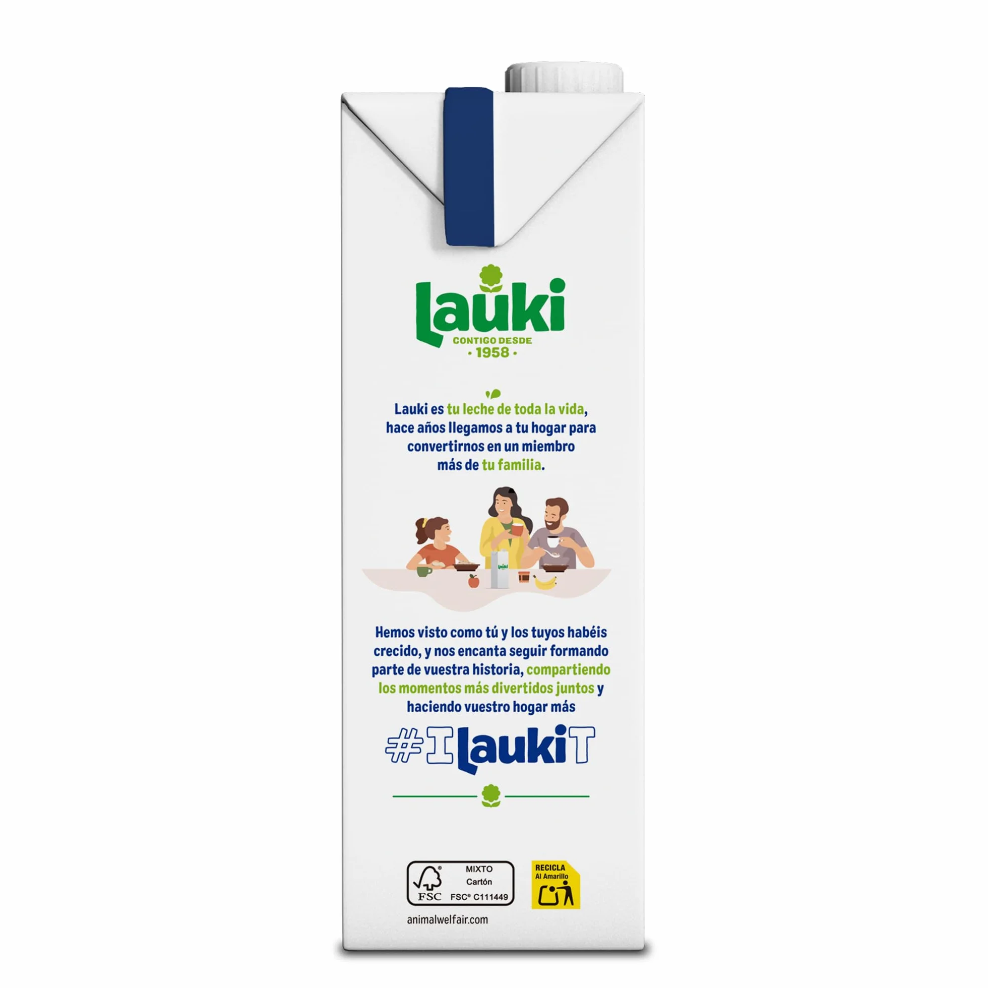 Lauki Leche Semidesnatada Bienestar Animal Sin Azúcar Añadido Sin Gluten Brik UHT Pack 6 x 1L