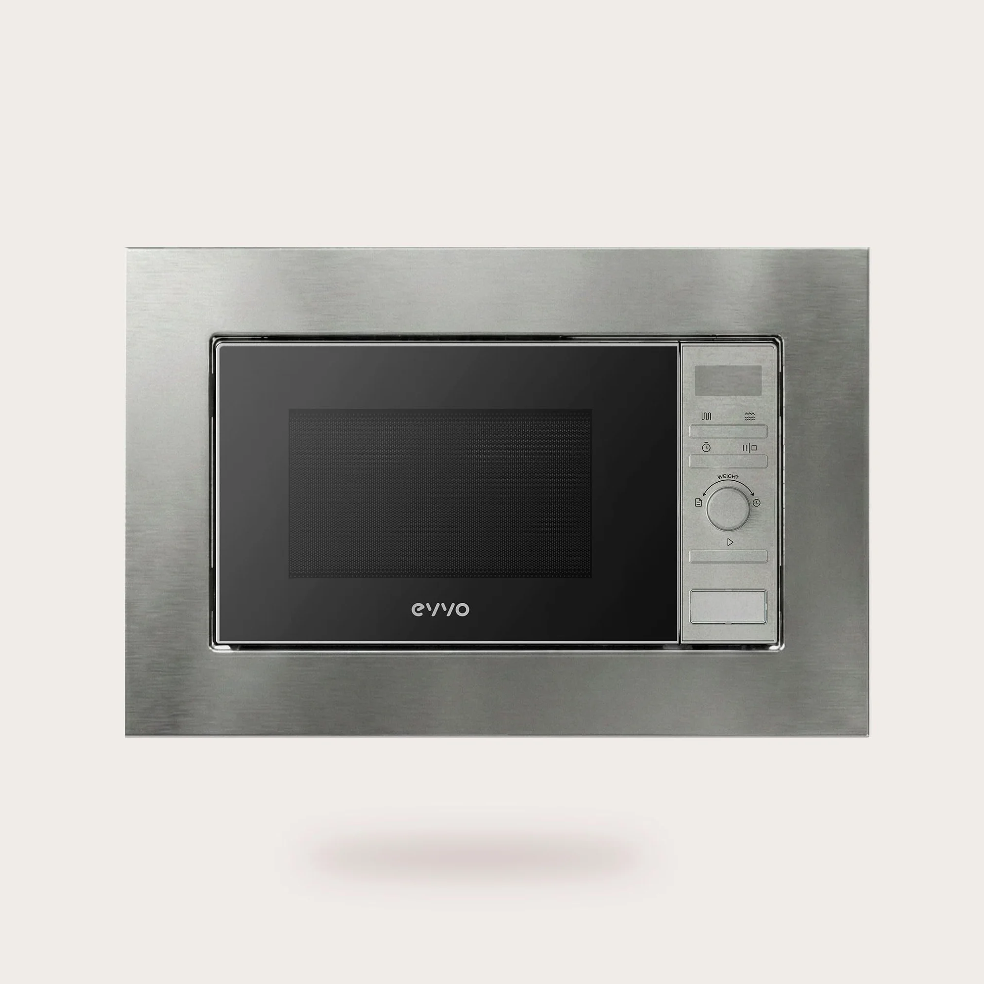 EVVO Microondas Integrable Mi30 Inox - 21 Litros, Horno Microondas Función Grill, Display Digital, Bloqueo Infantil y Temporizador de 60 Minutos, Negro