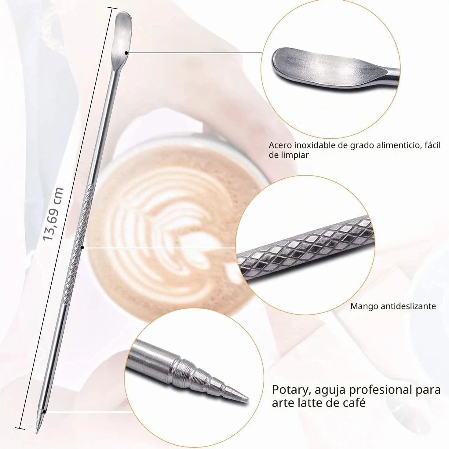 Jarra de espuma de leche de acero inoxidable de 350 ml con pluma de decoración, taza de espumador de café, leche, capuchino, latte, art barista, jarras de vapor-plateado