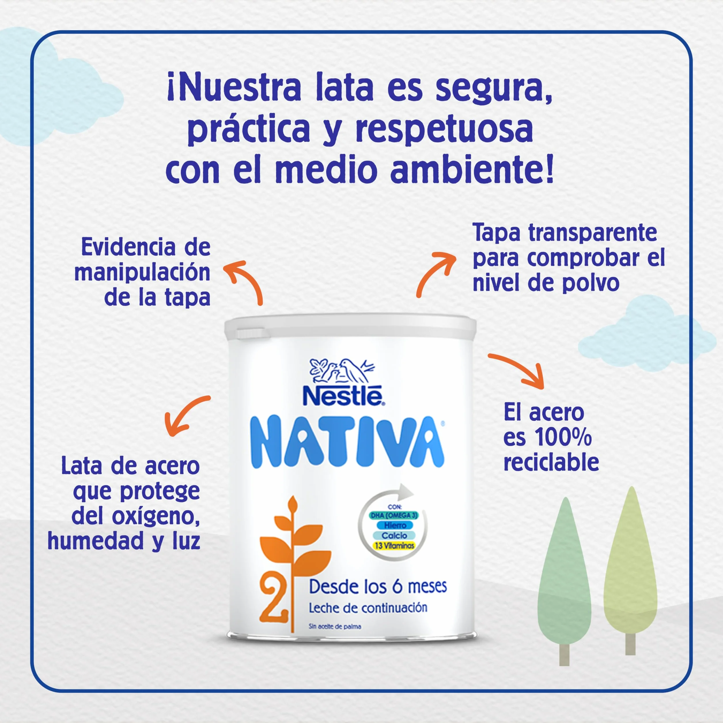 Nestlé NATIVA 2 Leche de Continuación en polvo para bebés 800g