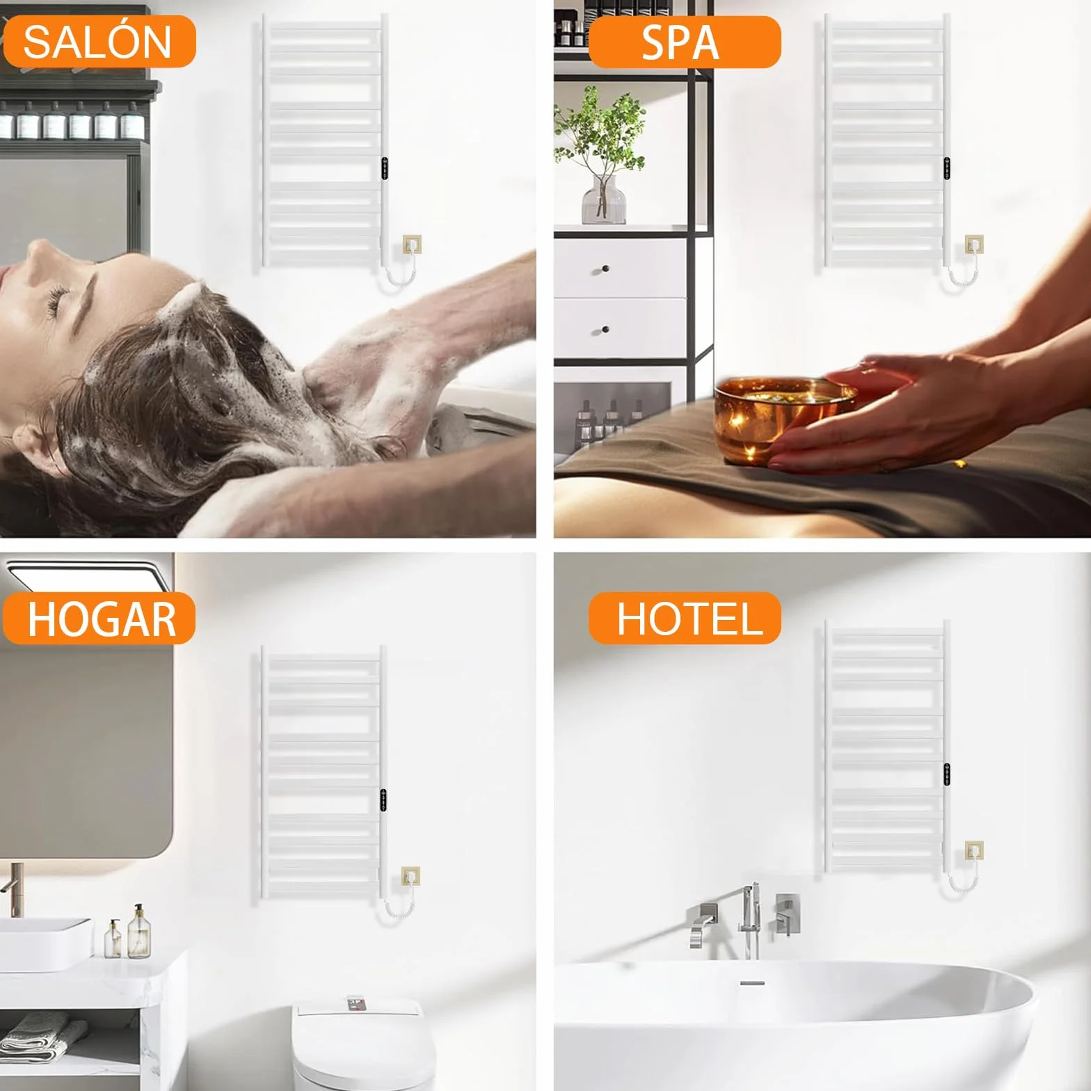 Radiador Toallero Eléctrico Baño, 285 W Radiador Calienta Toallas de Toallero, Toallero Calentado Temperatura Ajustable 30–70 °C, Temporizador 1-9 H y Pantalla táctil LED, IPX4, 50x100cm, Blanco
