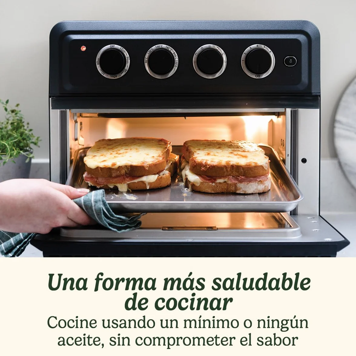 Cuisinart Mini Horno Freidora | 7 en 1: Freír, Asar, Hornear, Gratinar, Empanadillas, Tostar y Mantener caliente | 2 niveles de cocción, gran capacidad de 17L, espacio pollo entero de 1.8kg